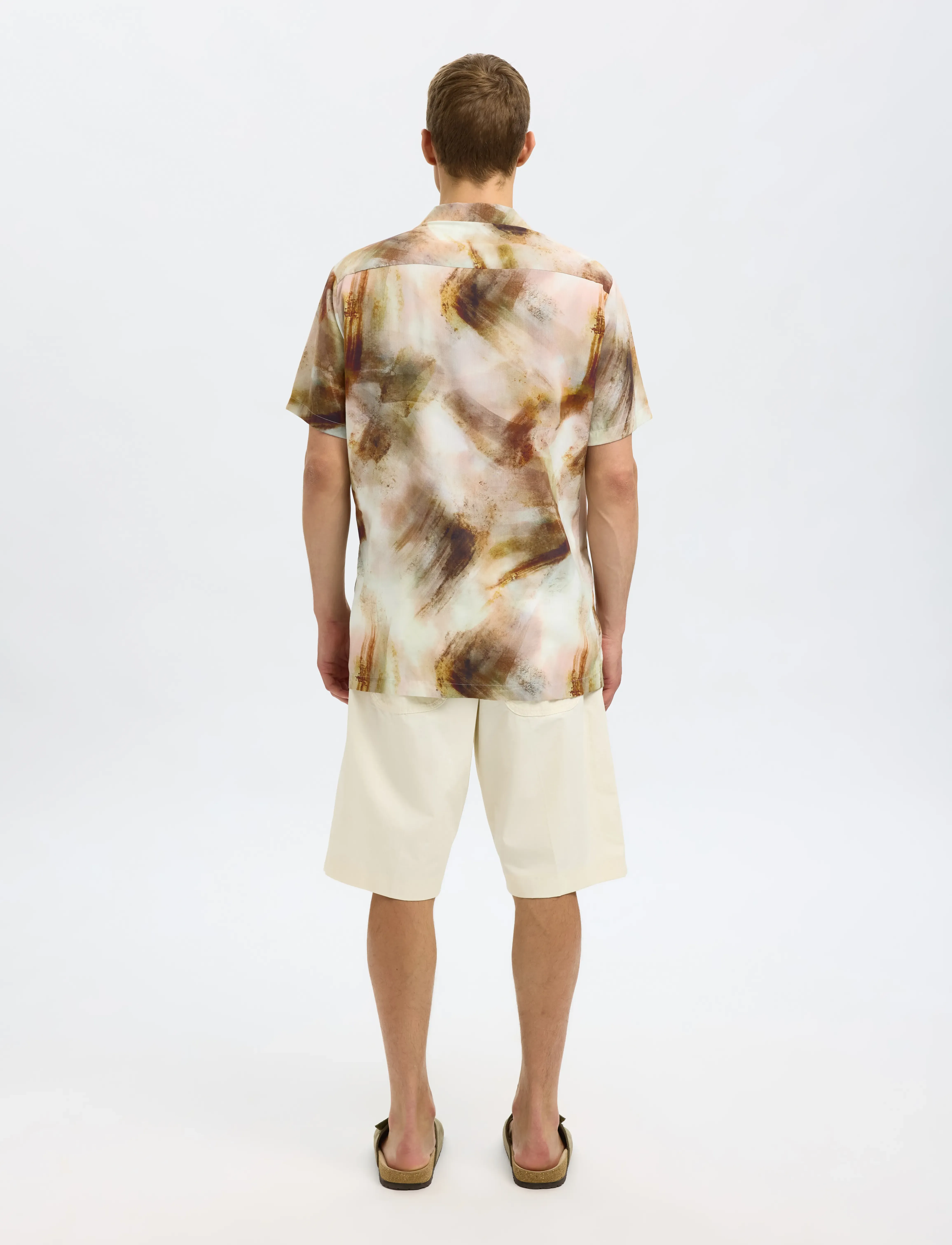 Selected - SLHREG-AIR SHIRT SS MIX - kortærmede skjorter - egret - 4