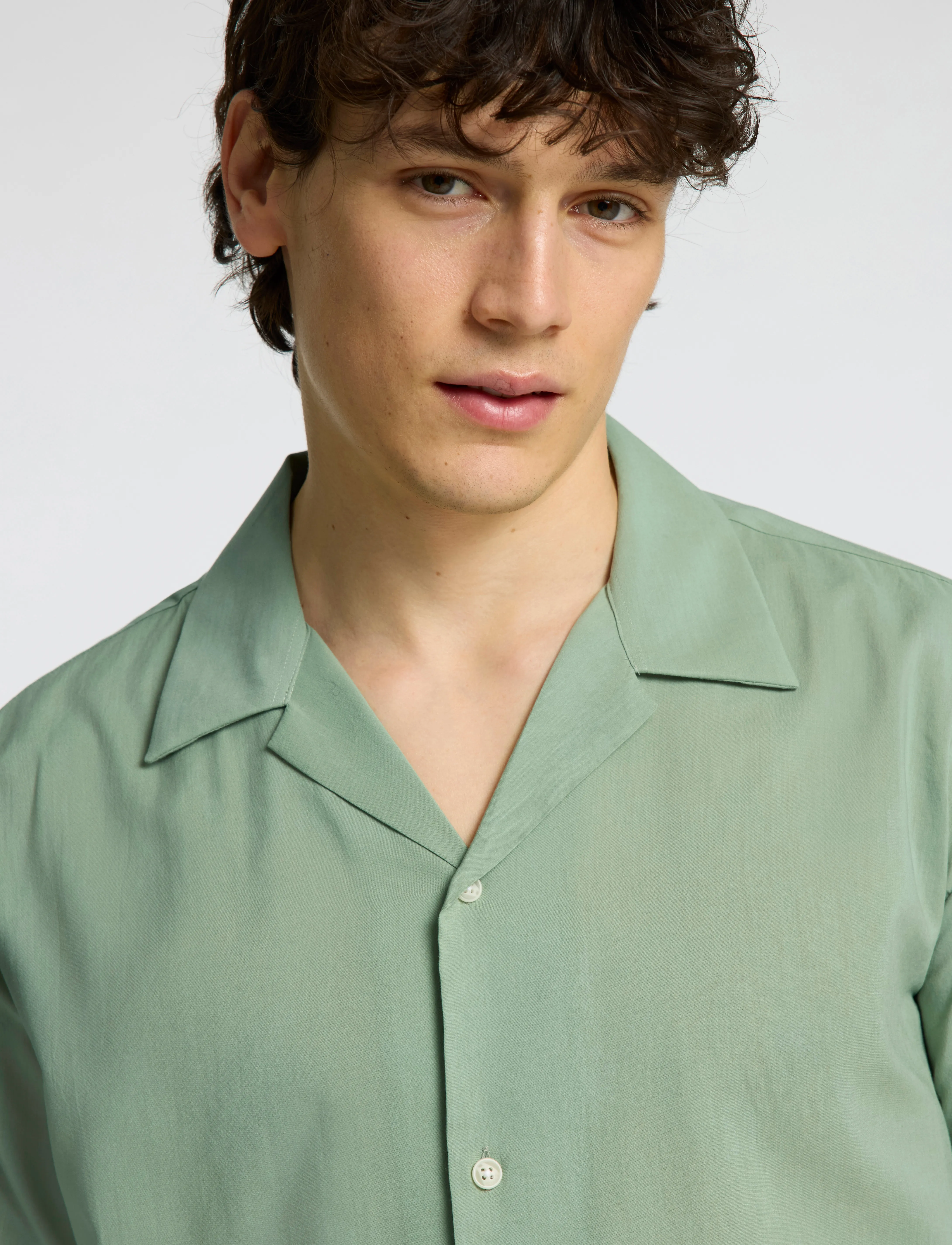 Selected - SLHREG-AIR SHIRT SS MIX - kortærmede skjorter - iceberg green - 4