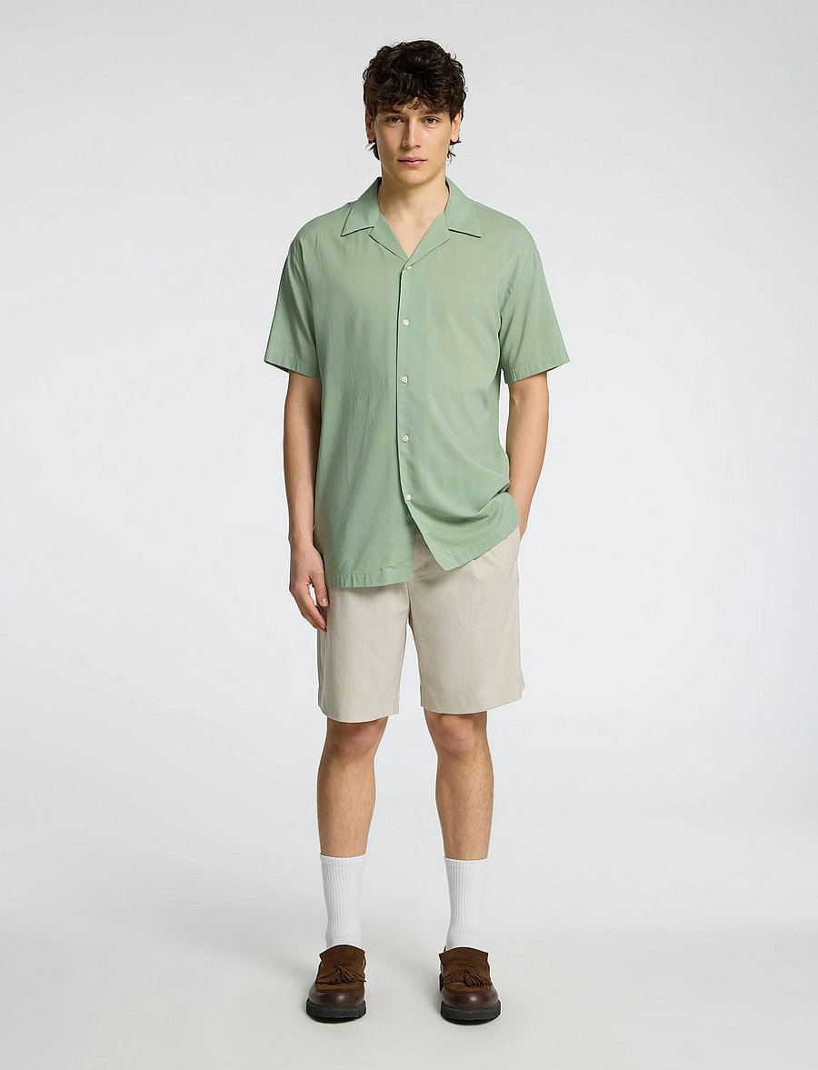 Selected - SLHREG-AIR SHIRT SS MIX - kortærmede skjorter - iceberg green - 5