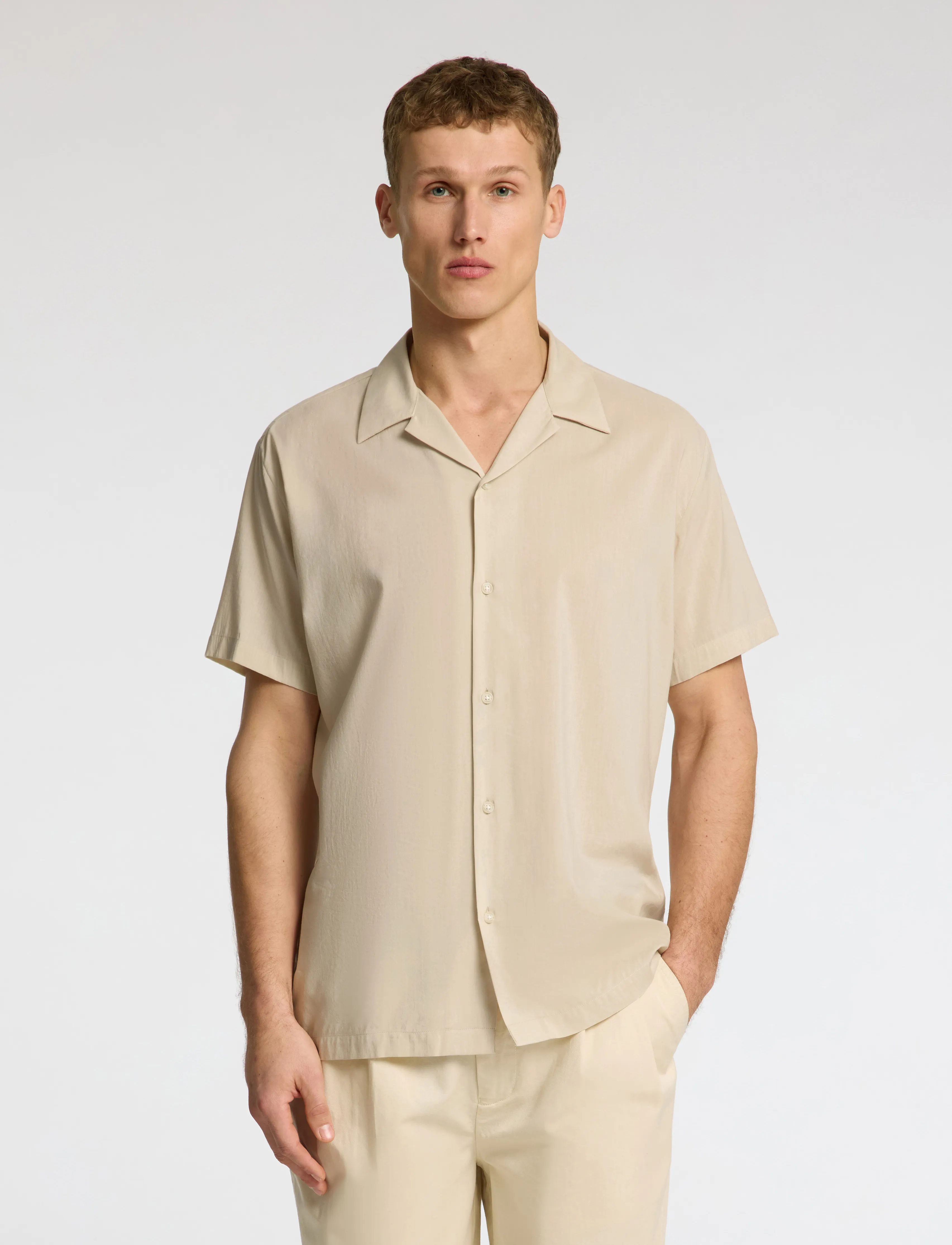 Selected SLHREG-AIR SHIRT SS MIX - Skjorter - OATMEAL / beige