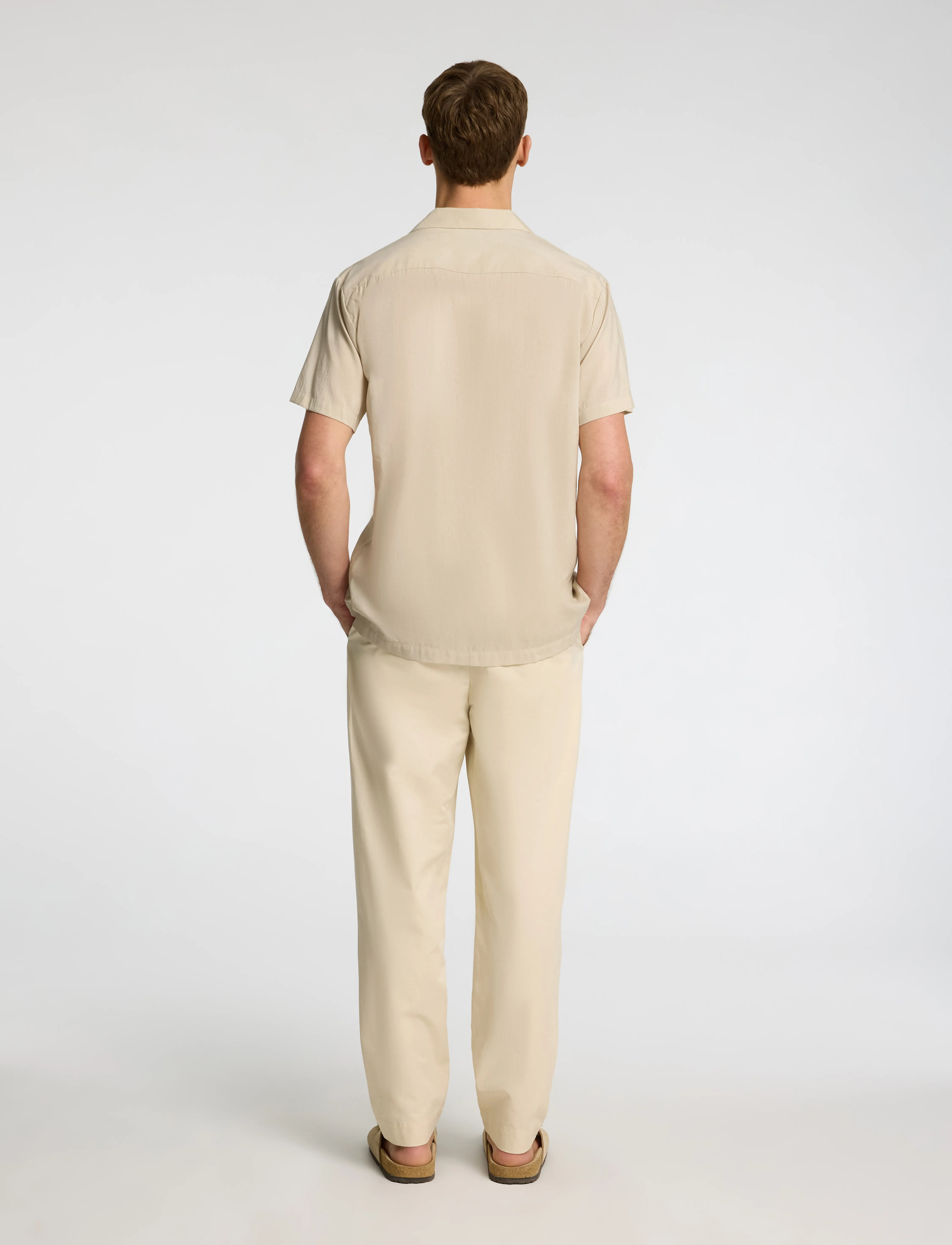 Selected - SLHREG-AIR SHIRT SS MIX - kortærmede skjorter - oatmeal - 2