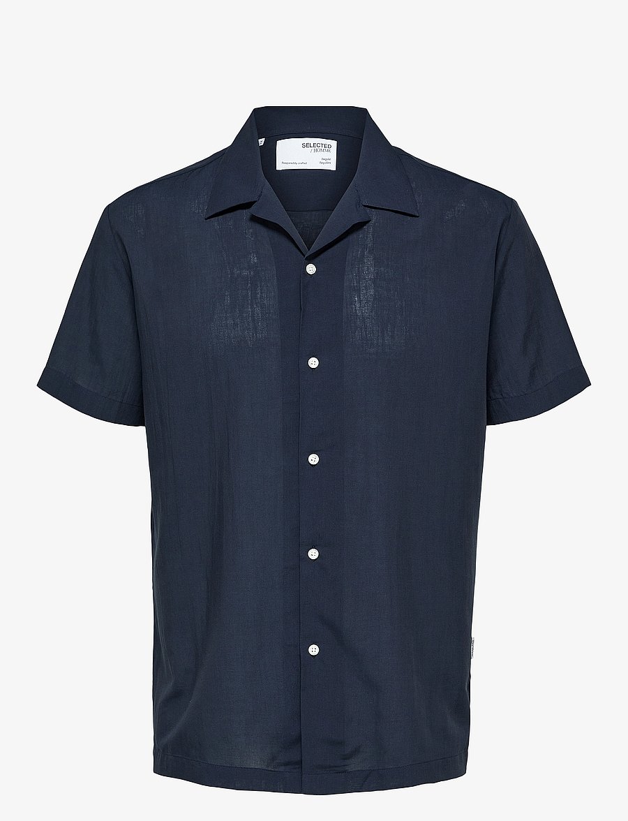 Selected - SLHREG-AIR SHIRT SS MIX - marškiniai trumpomis rankovėmis - sky captain - 1