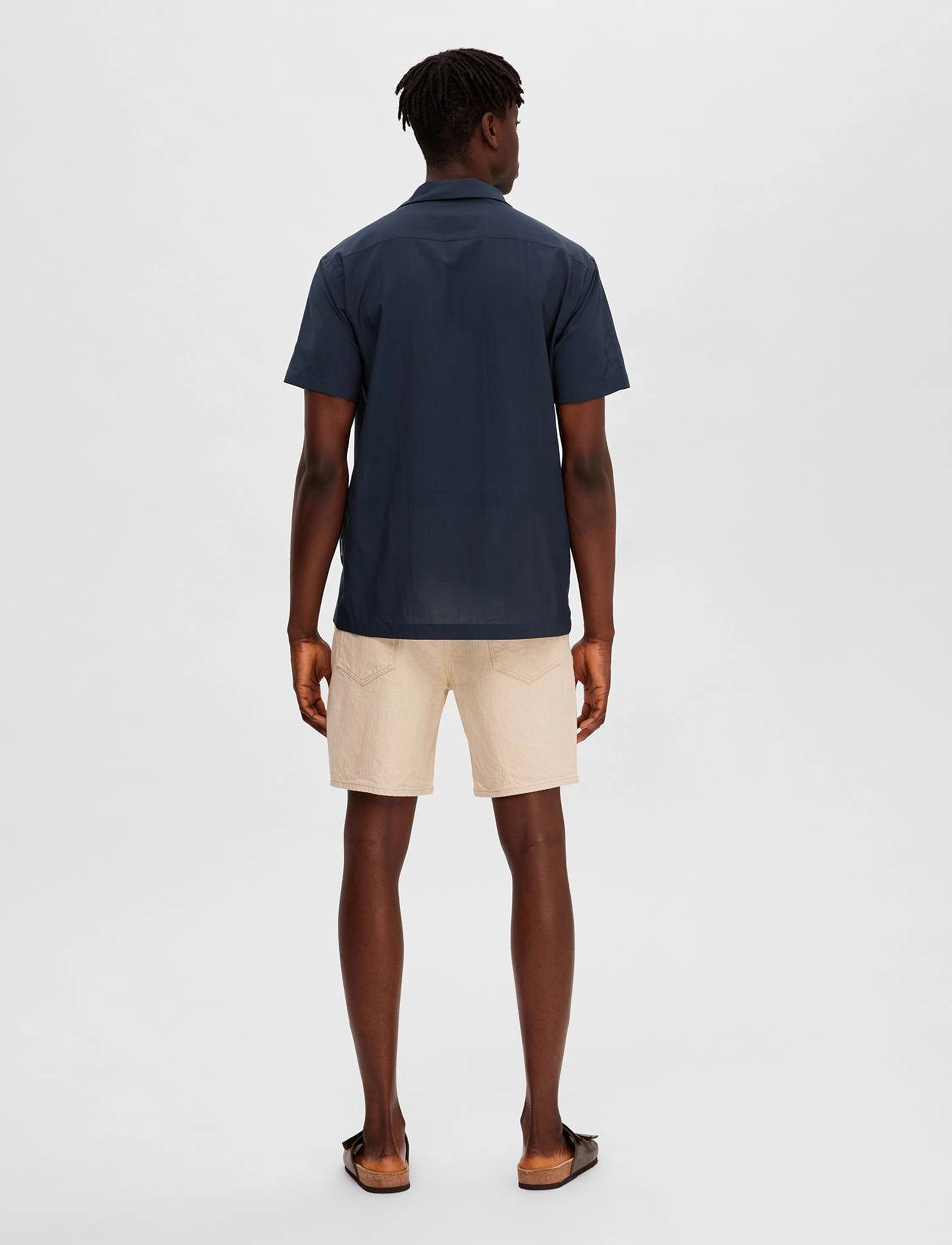 Selected - SLHREG-AIR SHIRT SS MIX - marškiniai trumpomis rankovėmis - sky captain - 3