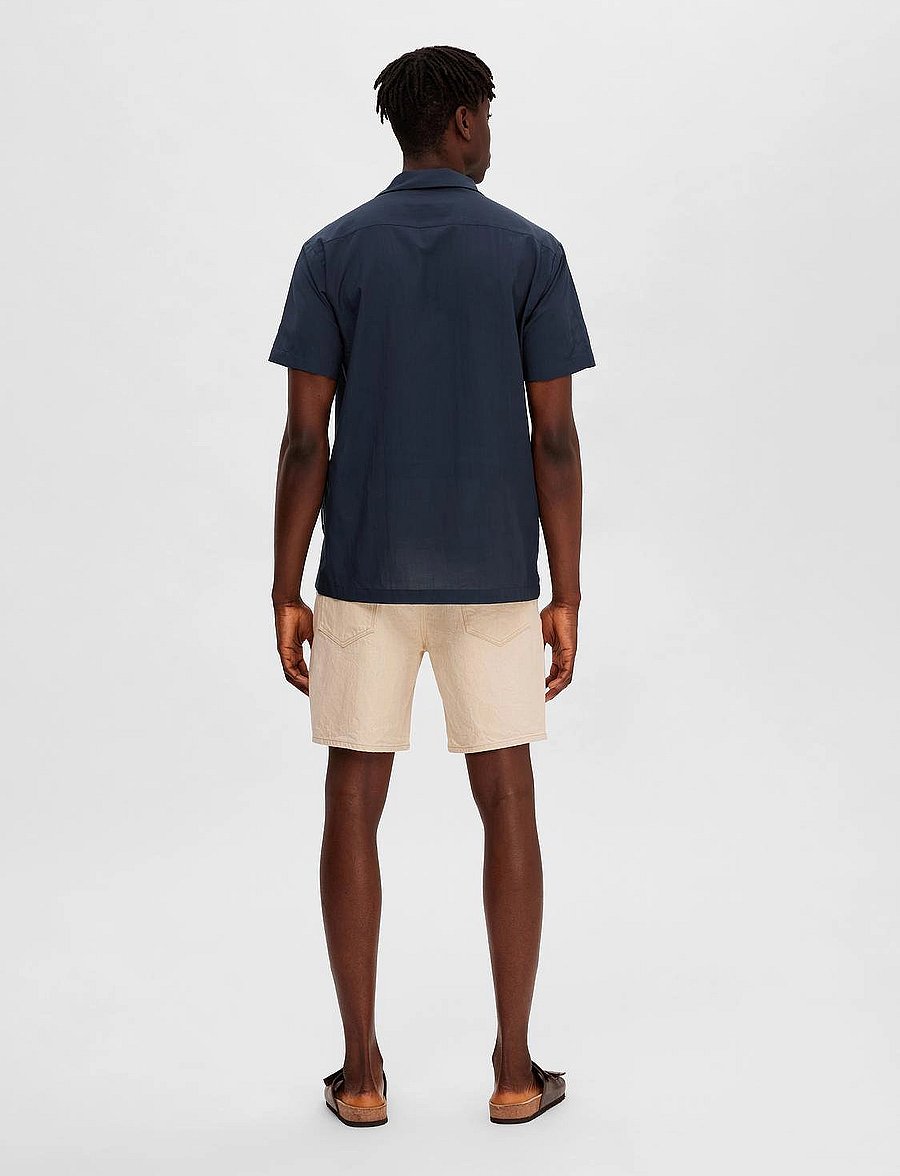 Selected - SLHREG-AIR SHIRT SS MIX - marškiniai trumpomis rankovėmis - sky captain - 3
