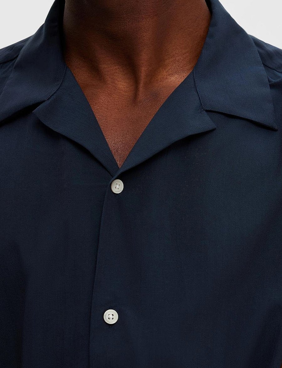 Selected - SLHREG-AIR SHIRT SS MIX - marškiniai trumpomis rankovėmis - sky captain - 4
