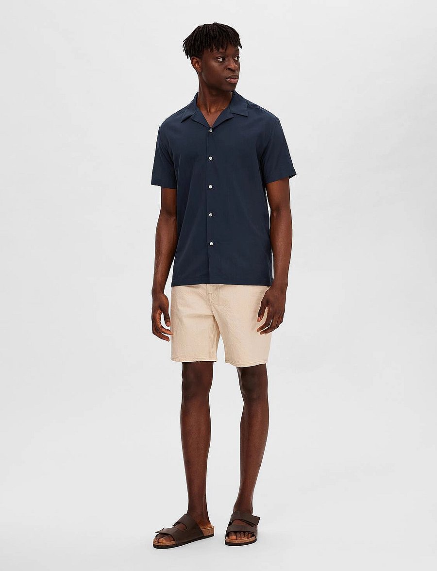 Selected - SLHREG-AIR SHIRT SS MIX - marškiniai trumpomis rankovėmis - sky captain - 5