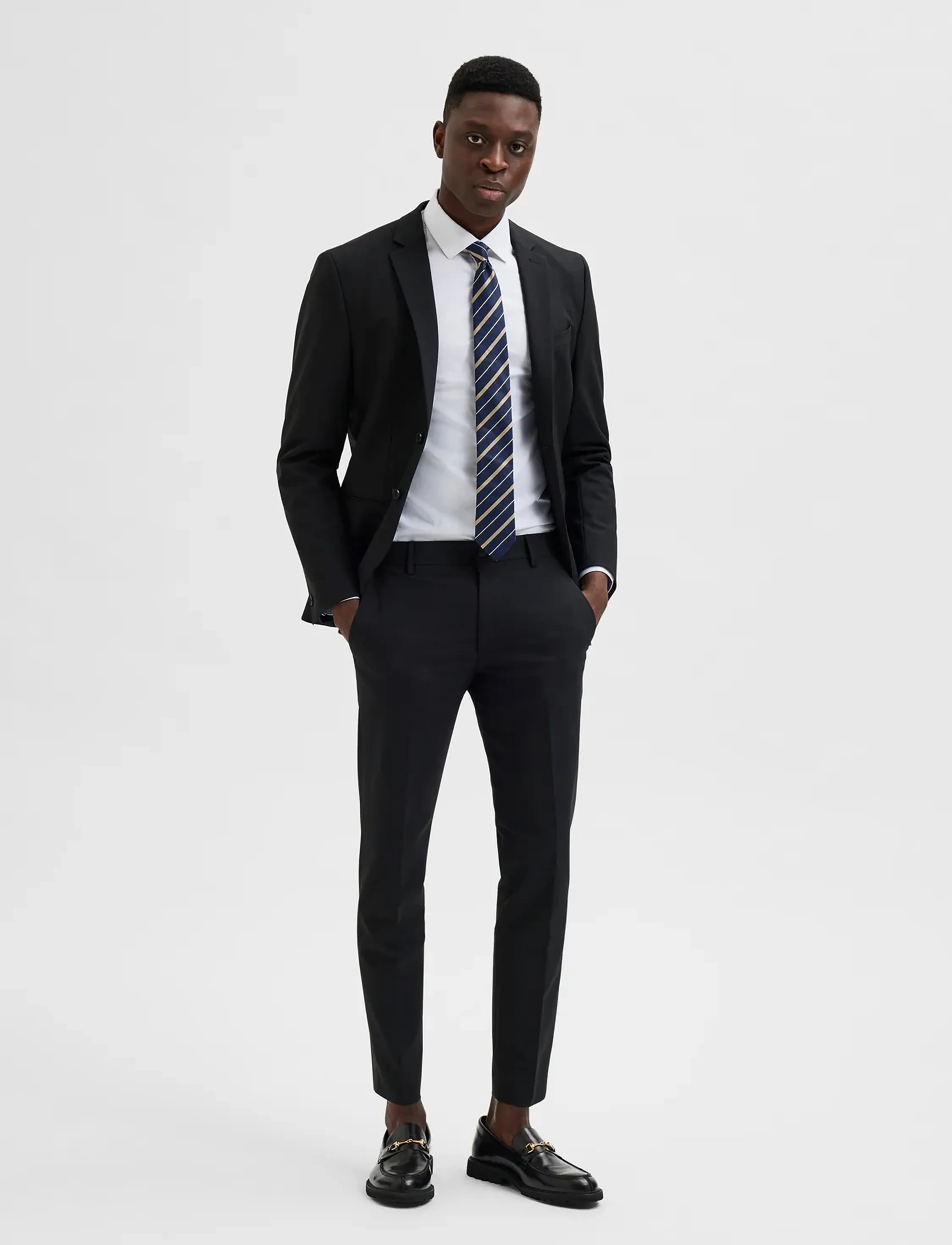 Selected - SLHSLIM-JOSHLACK TRS ADV - anzugshosen - black - 4