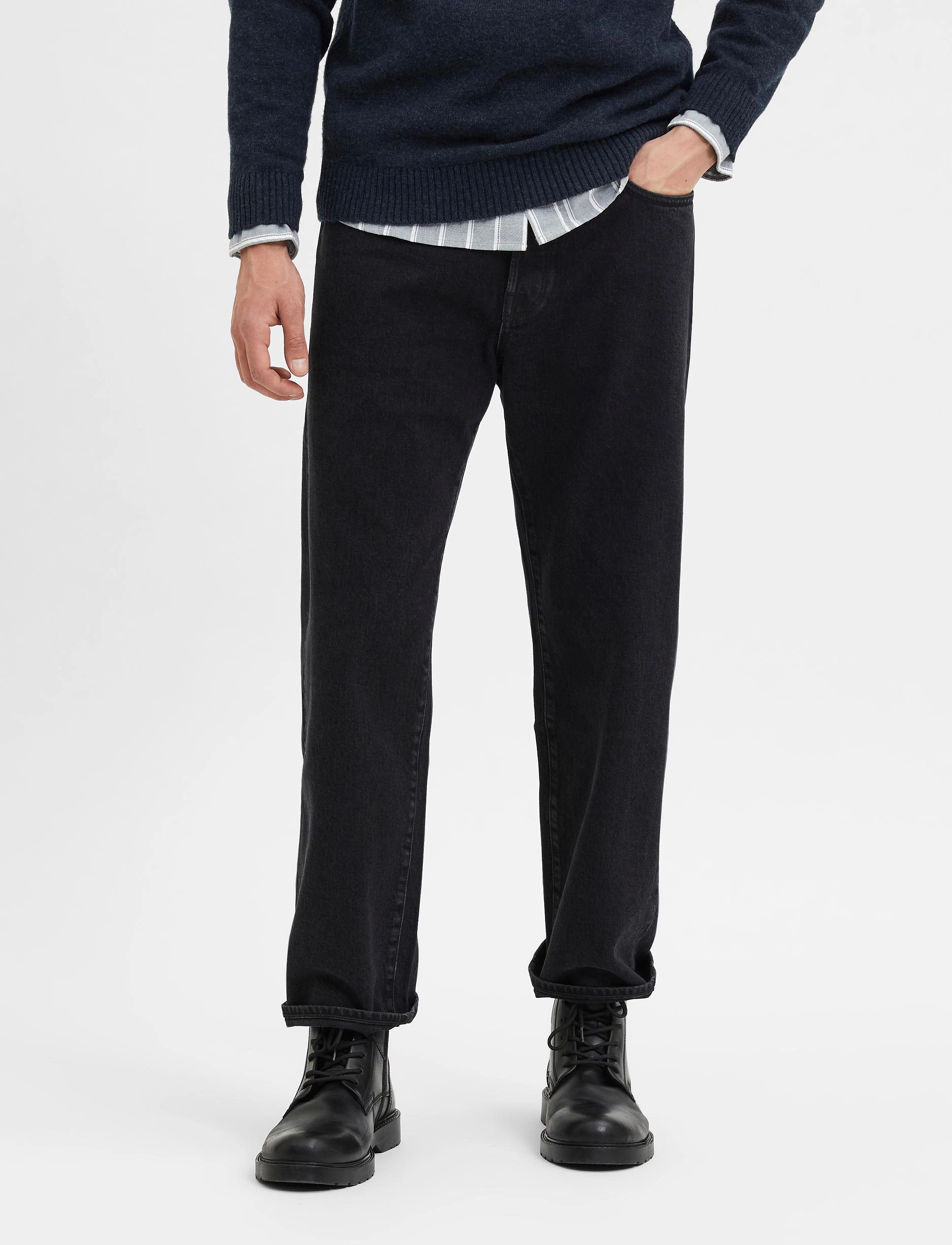 Selected - SLHLOOSE-KOBE 24301 BLACK JEANS W - black denim - 3