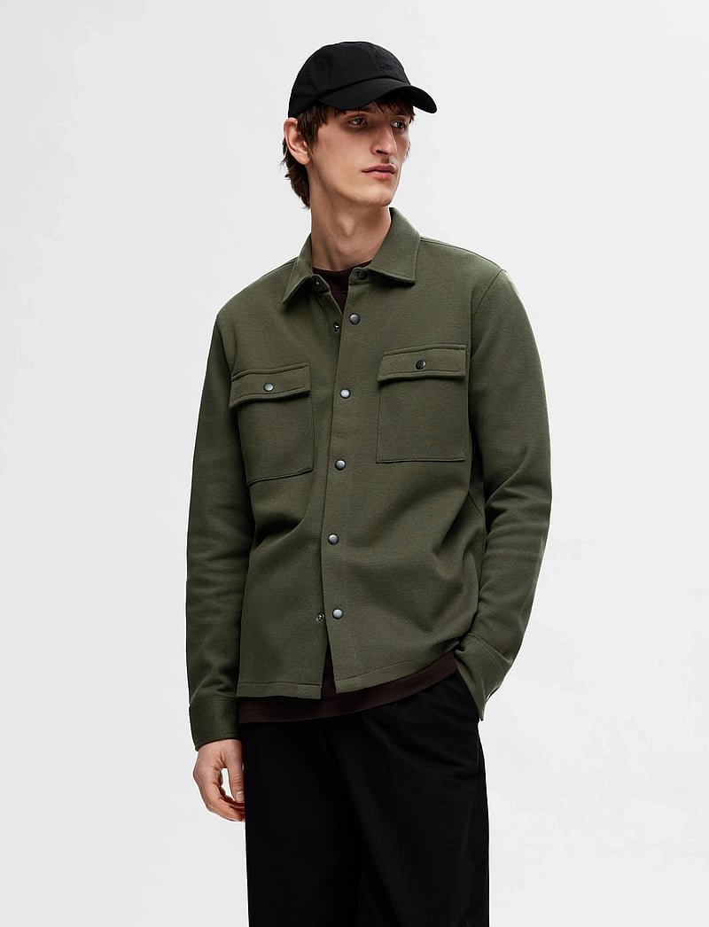 Selected - SLHJACKIE SWEAT JACKET NOOS - frühlingsjacken - forest night - 0