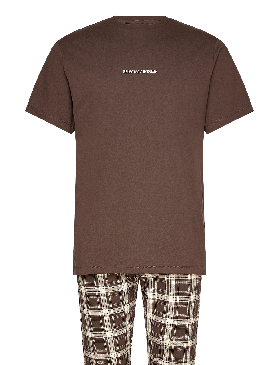 Selected - SLHREGMONUS SS LOUNGE SET EXP - nattøj sæt - coffee bean - 1
