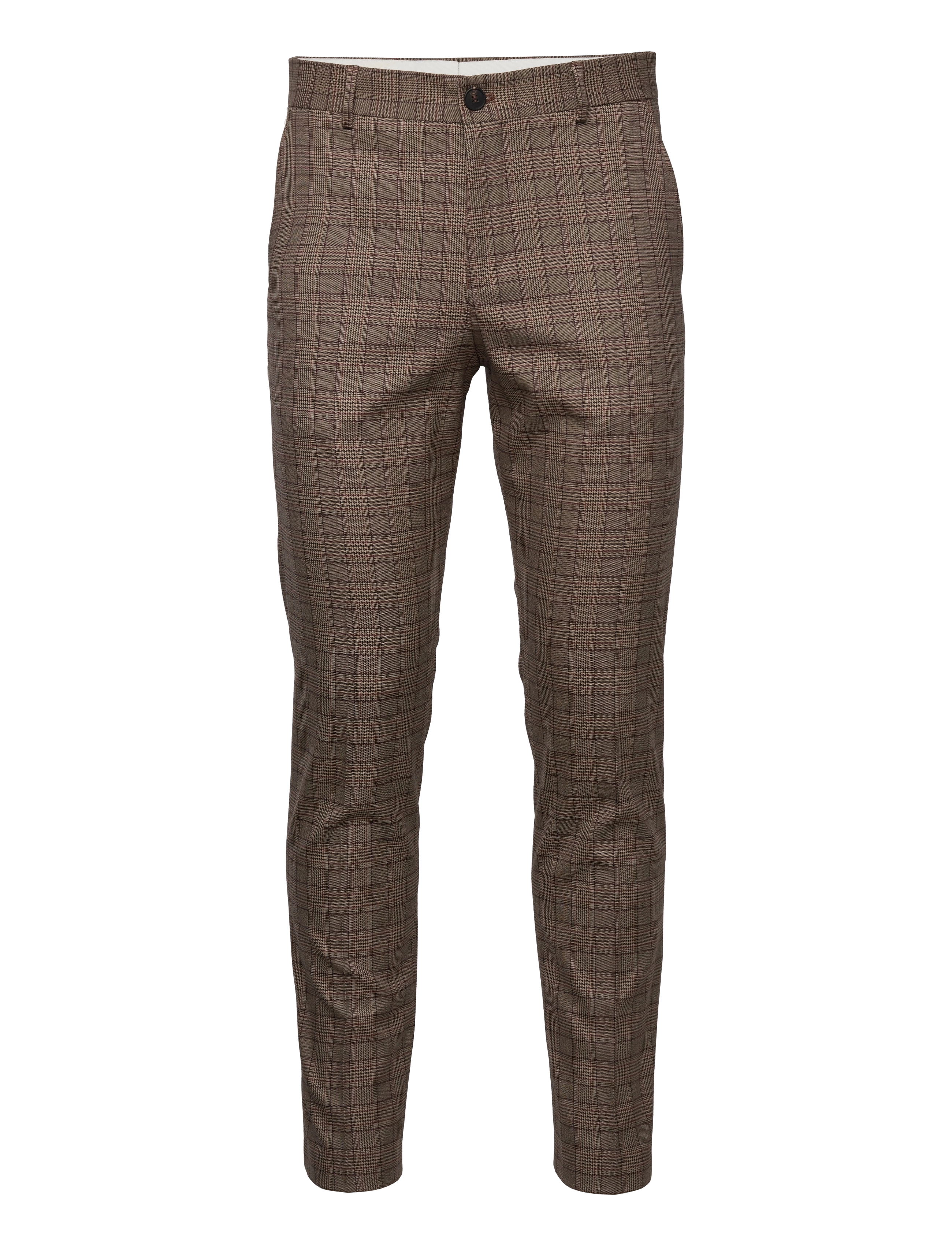 Selected - SLHSLIM-MYLOLOGAN BRWN CHECK TRS B - brownie - 1