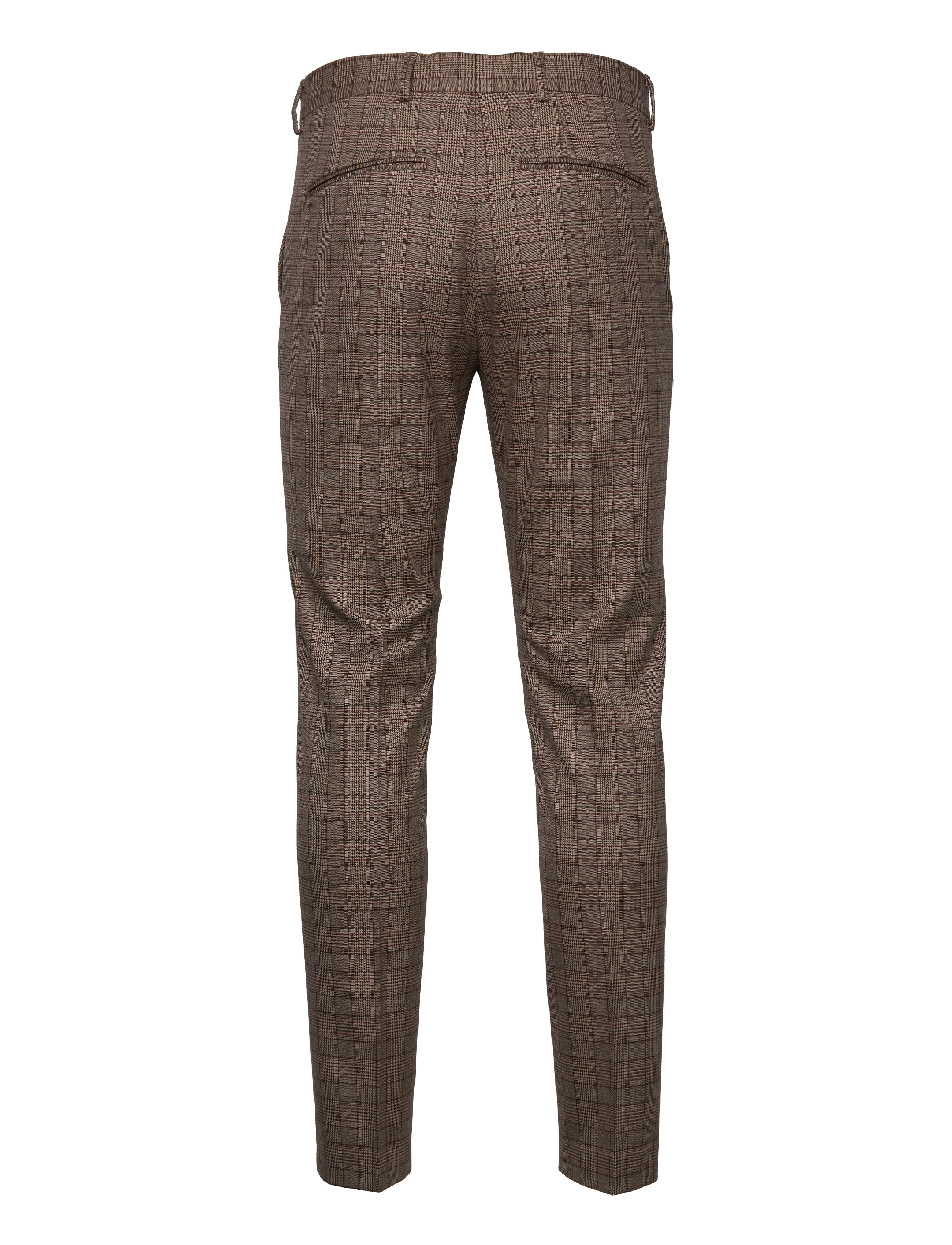 Selected - SLHSLIM-MYLOLOGAN BRWN CHECK TRS B - brownie - 2