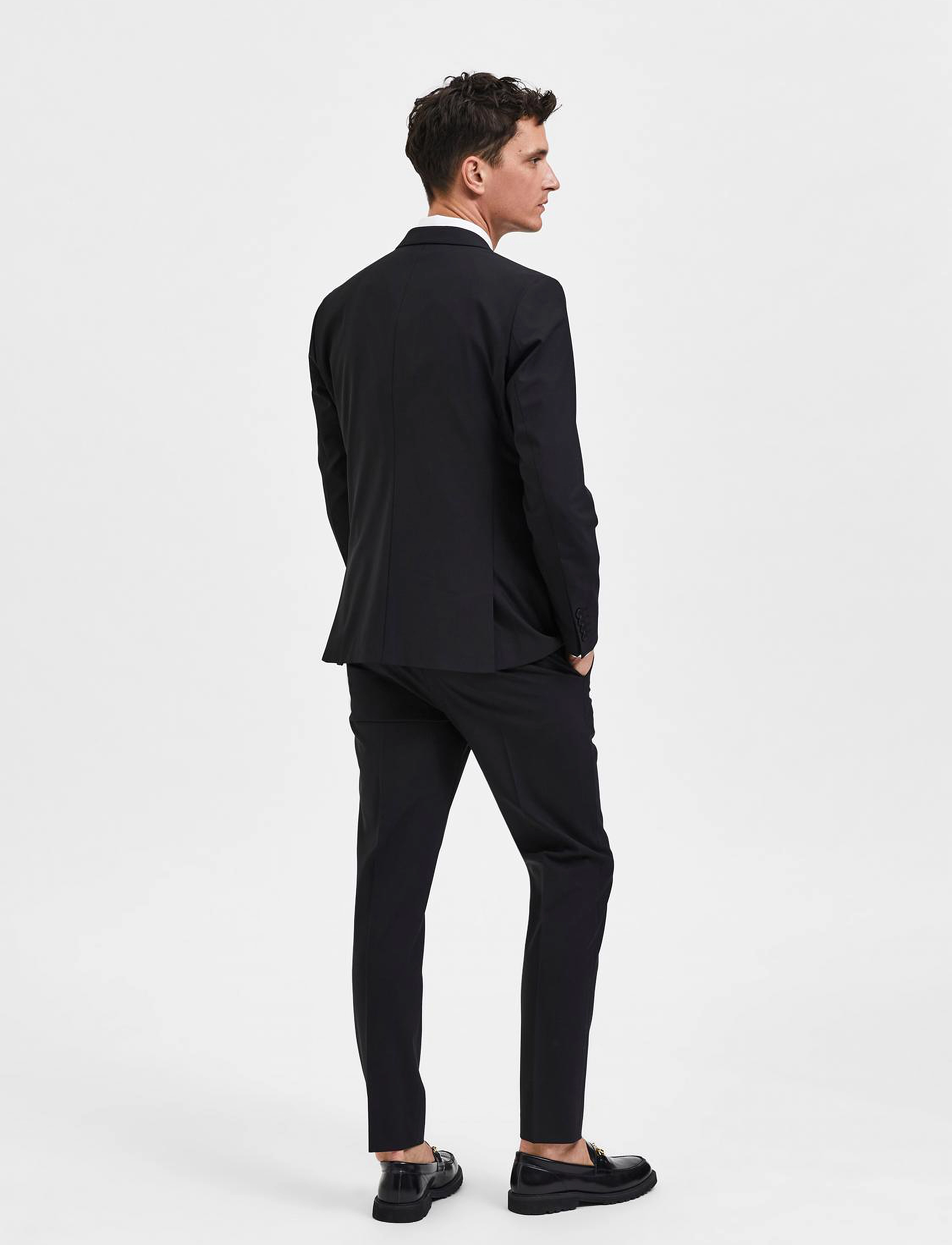 Selected - SLHSLIM-ELON BLZ FLEX B NOOS - einreiher - black - 3