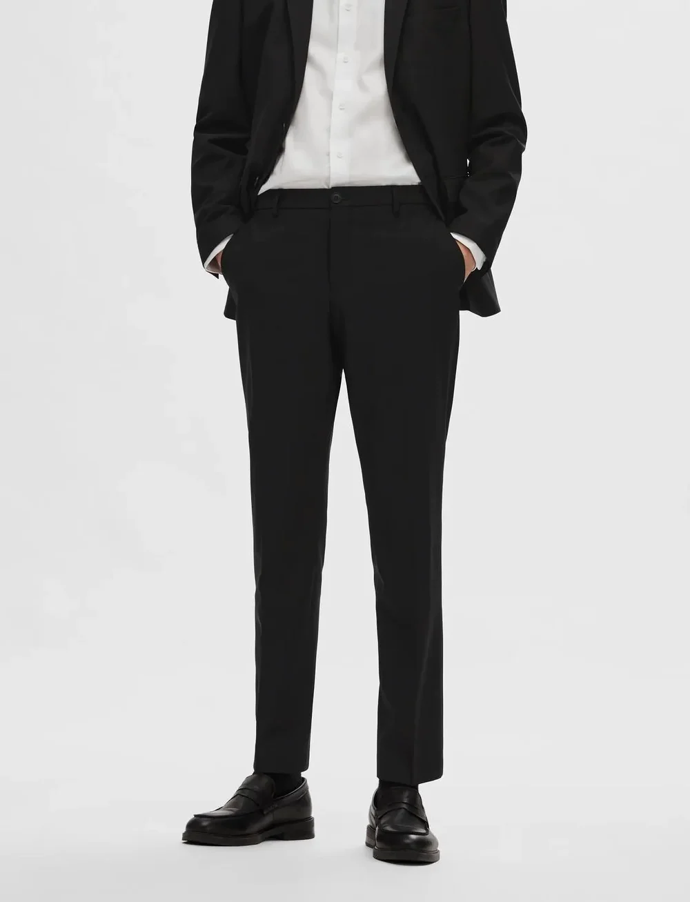 Selected - SLHSLIM-ELON TRS FLEX B NOOS - kostymbyxor - black - 0