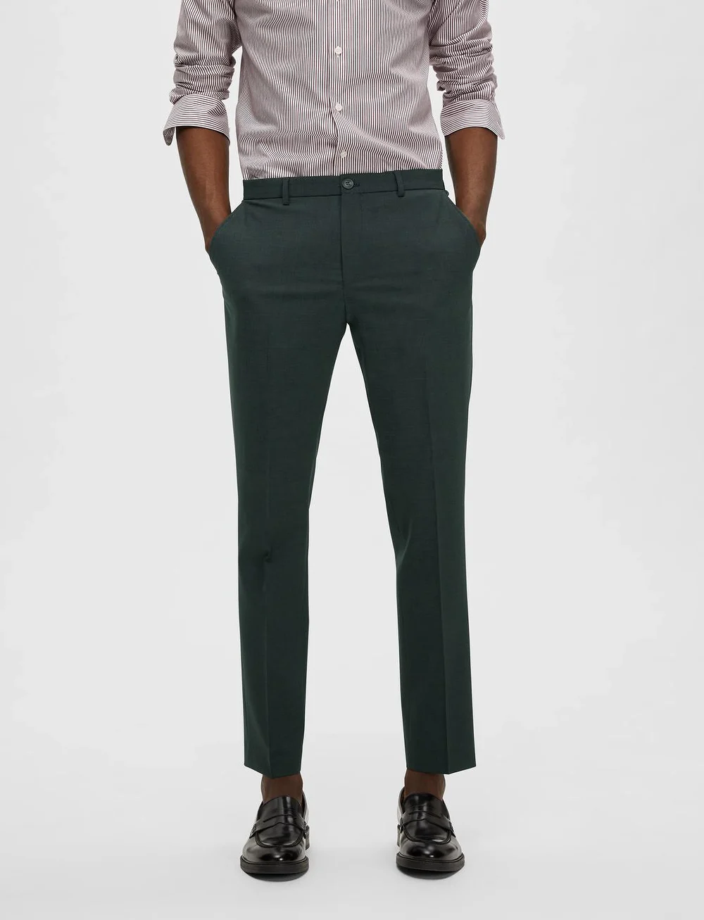 Selected - SLHSLIM-ELON TRS FLEX B NOOS - pantalons habillés - dark green - 0