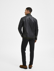 Selected Homme - SLHARCHIVE CLASSIC LEATHER JKT NOOS - spring jackets - black - 3