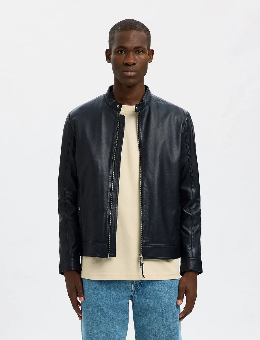 Selected - SLMARCHIVE CLASSIC LEATHER JKT NOOS - frühlingsjacken - black - 5