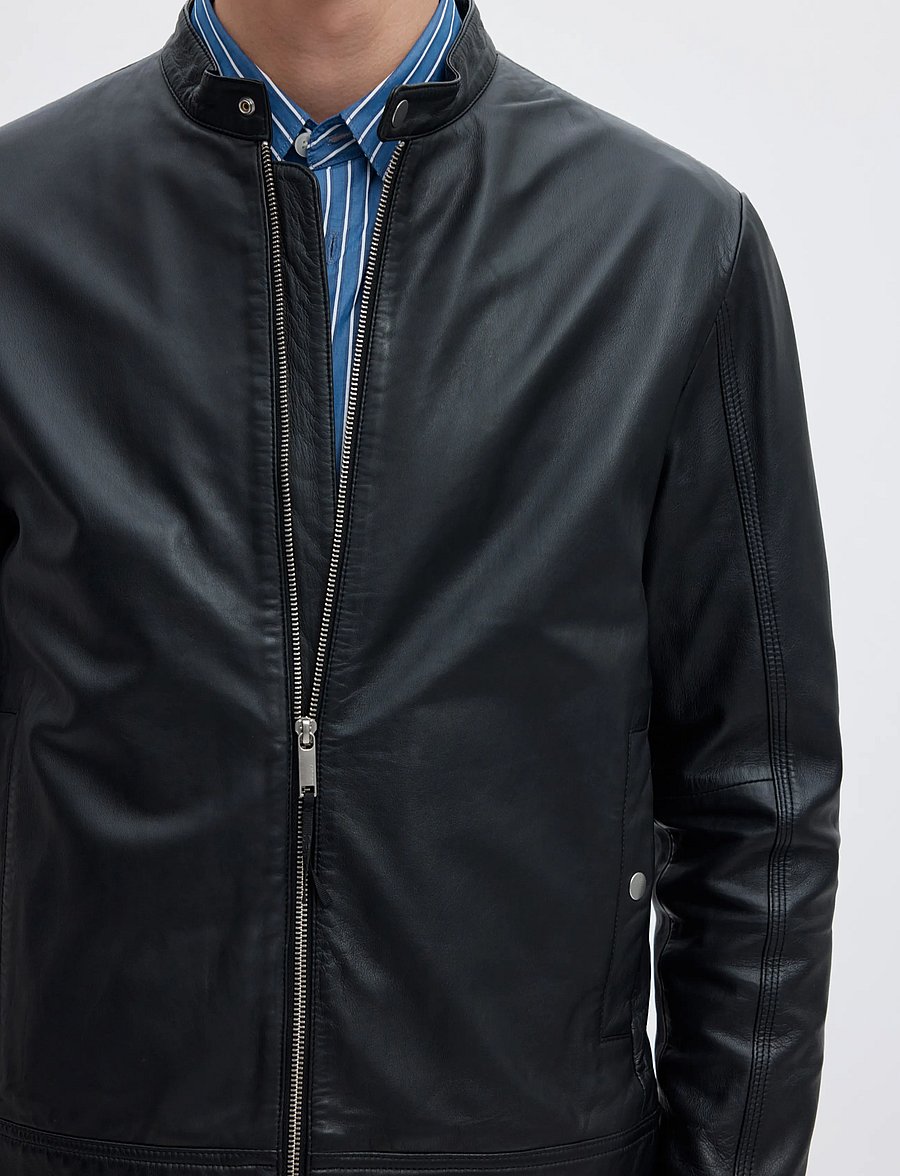 Selected - SLMARCHIVE CLASSIC LEATHER JKT NOOS - herbstjacken - black - 5