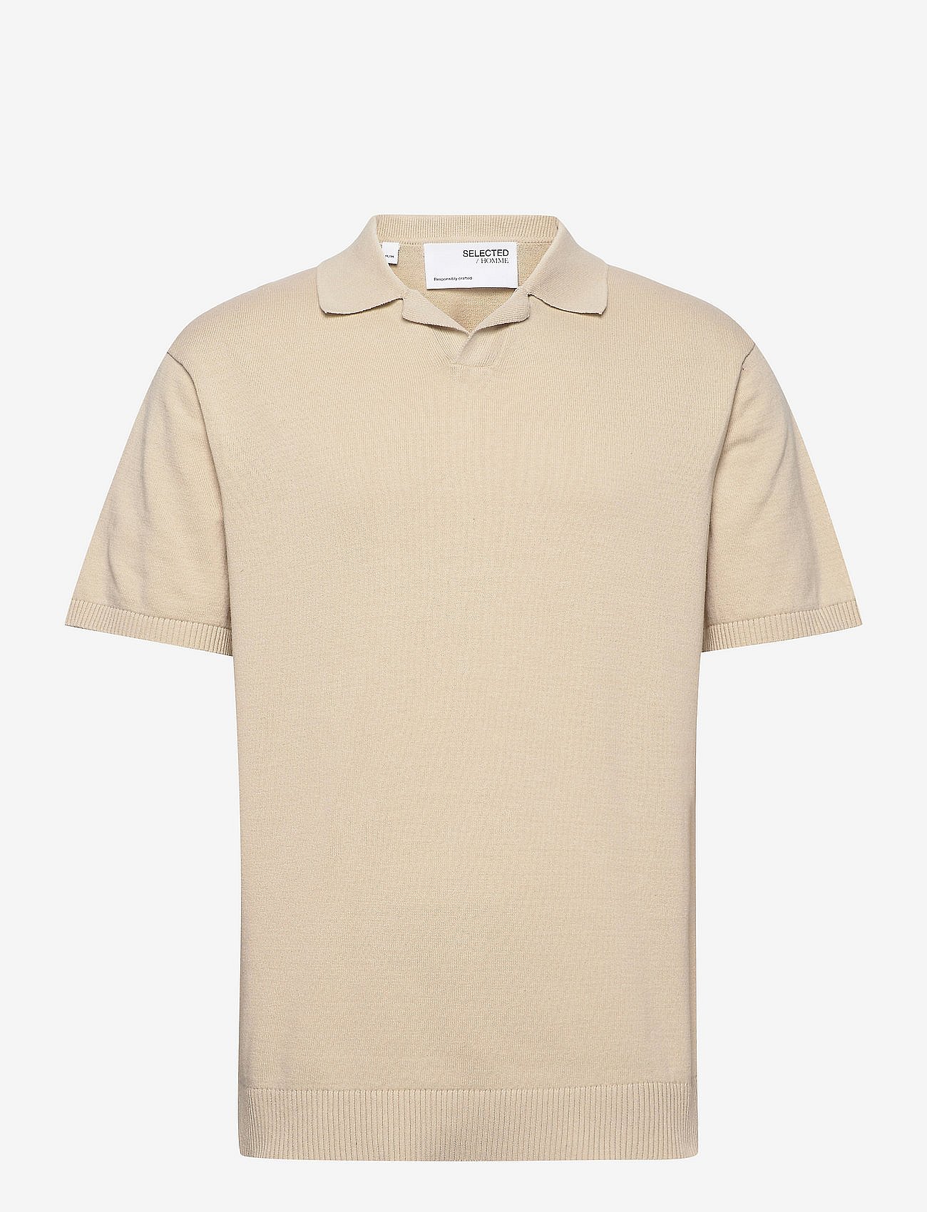 SLHRELAXED-JAMES KNIT RESORT POLO EX - OATMEAL