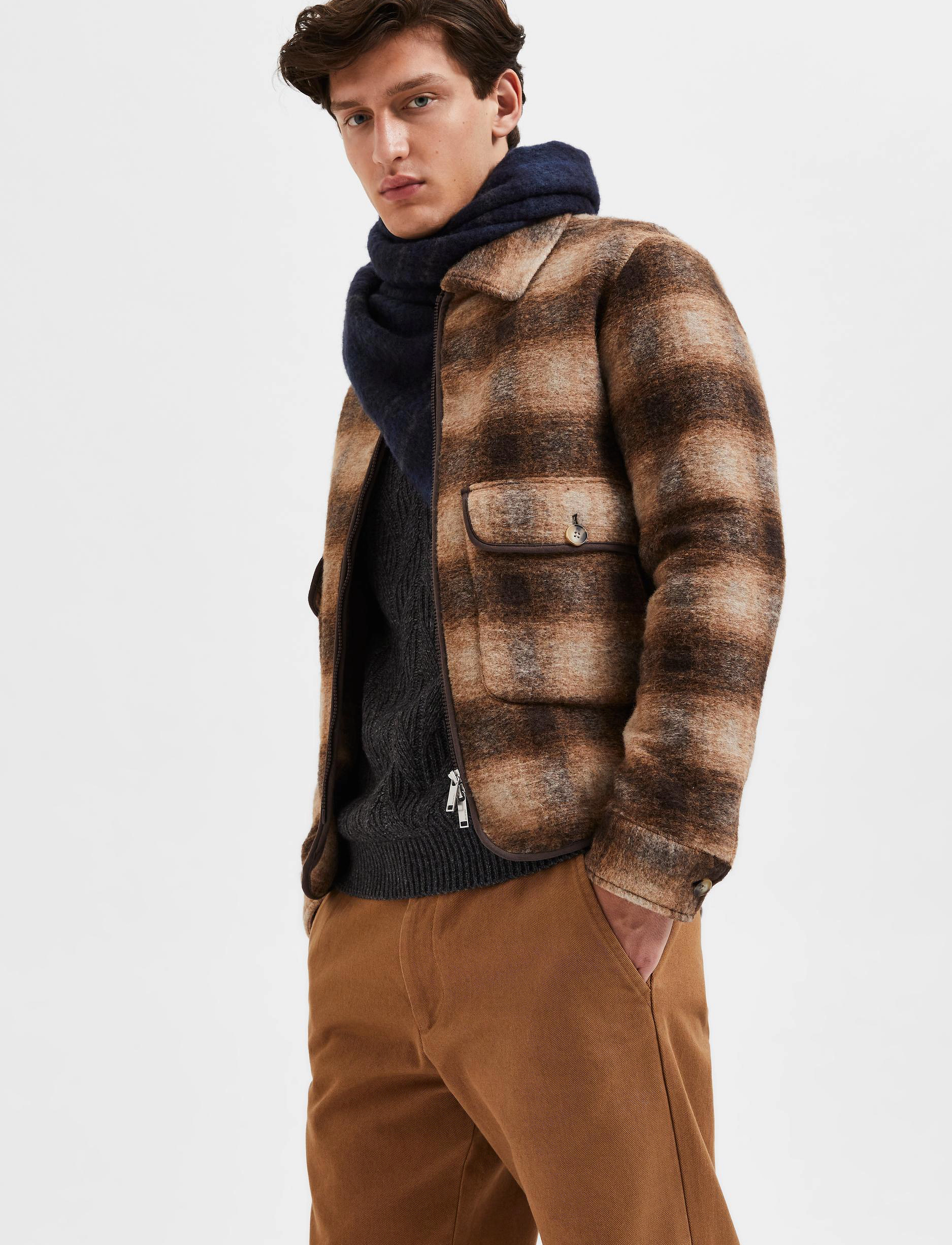 Selected Homme - SLHHOPE BOILED WOOL JACKET W - ermine - 4