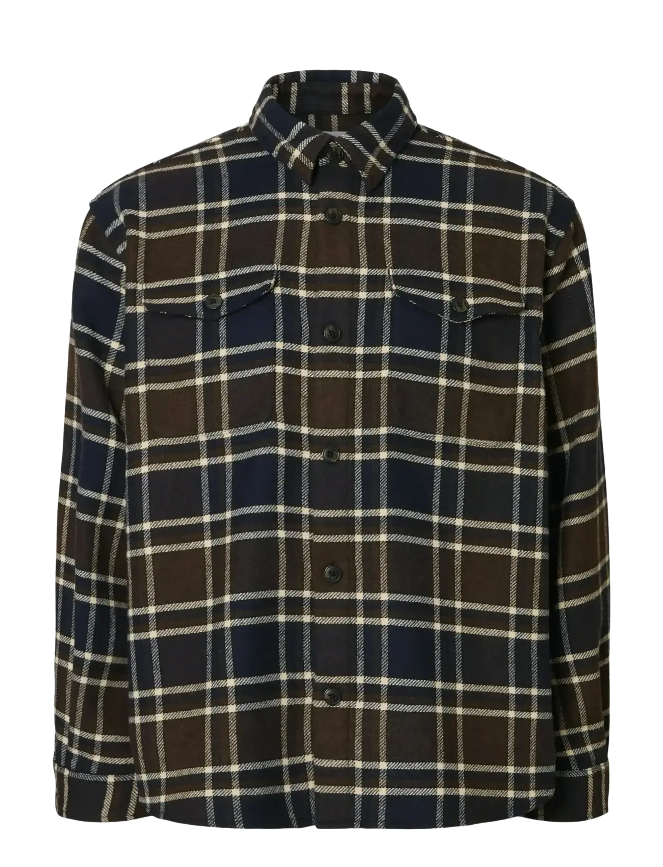 Selected SLHRLXPABLO WOOL BLEND OVERSHIRT - Overshirts - DARK BROWN MELANGE / navy