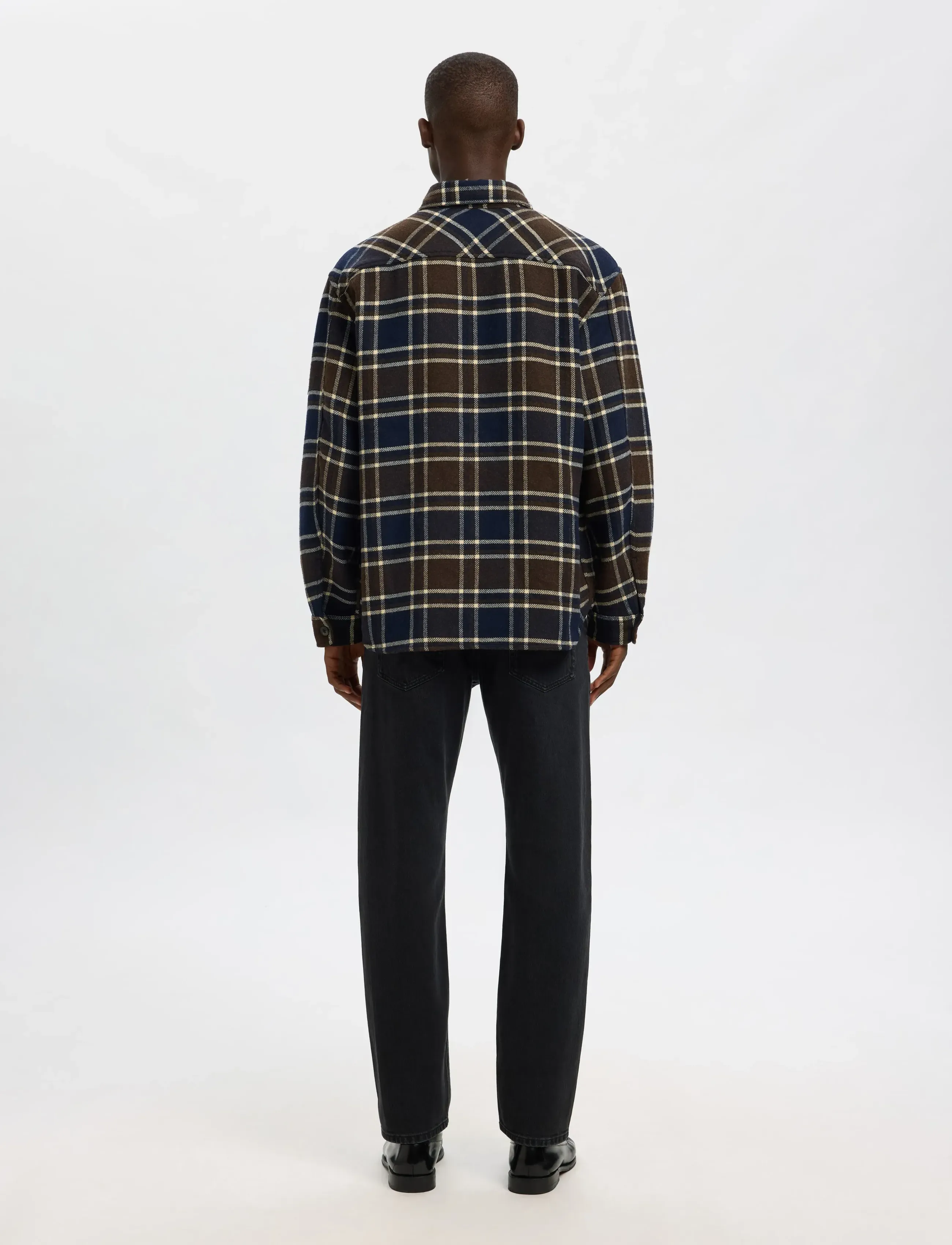 Selected - SLHRLXPABLO WOOL BLEND OVERSHIRT - ternede skjorter - dark brown melange - 2
