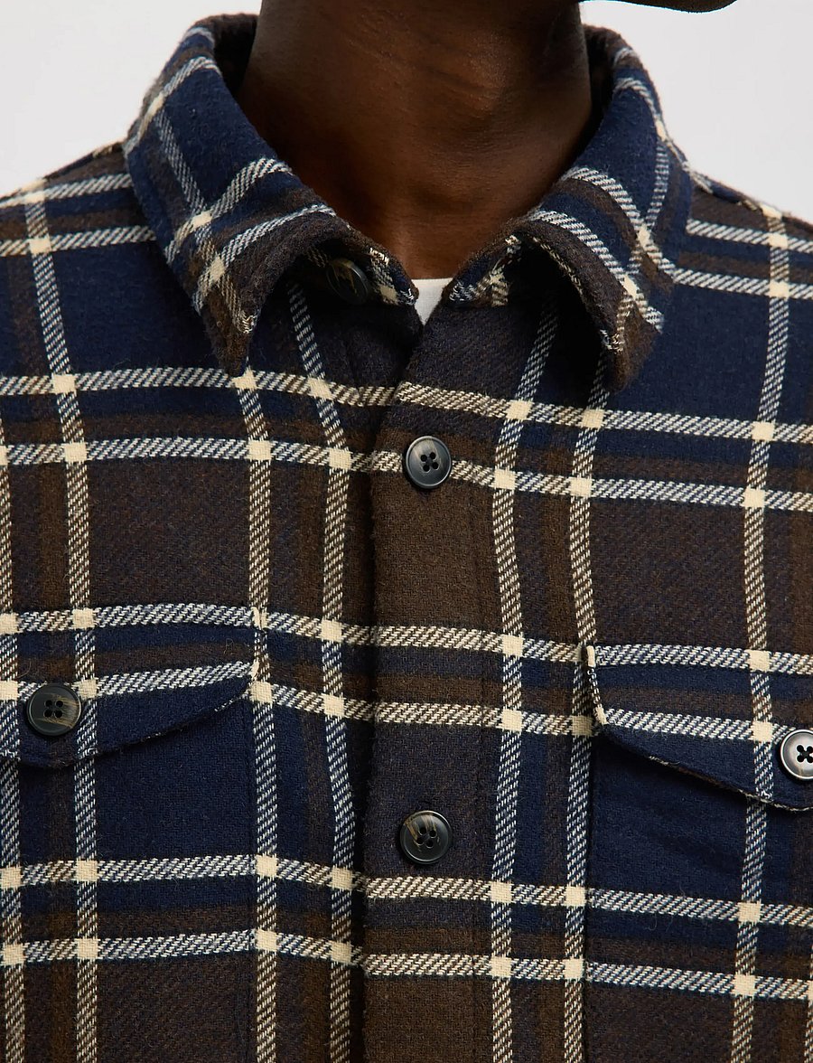Selected - SLHRLXPABLO WOOL BLEND OVERSHIRT - Überhemden - dark brown melange - 4