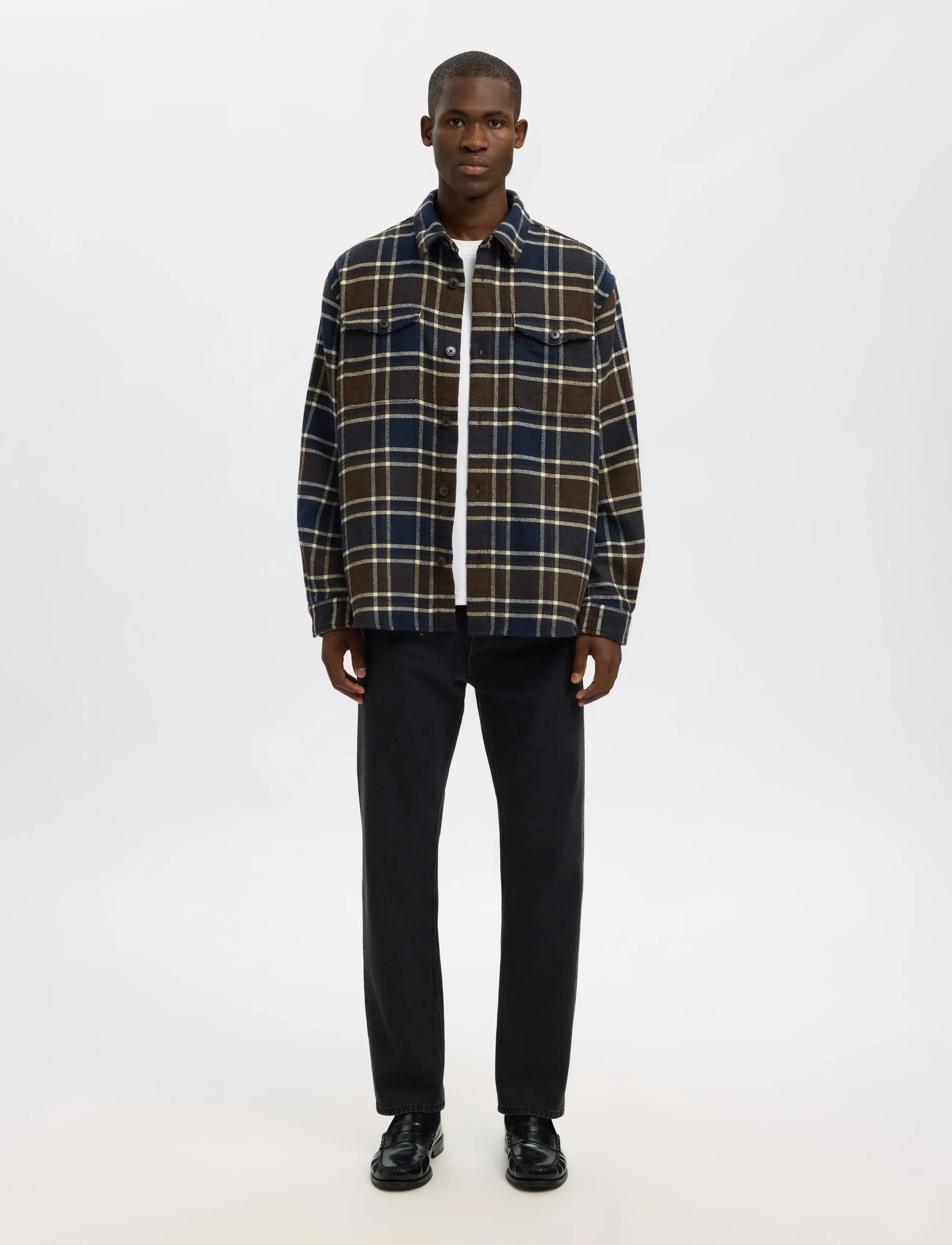 Selected - SLHRLXPABLO WOOL BLEND OVERSHIRT - ternede skjorter - dark brown melange - 5