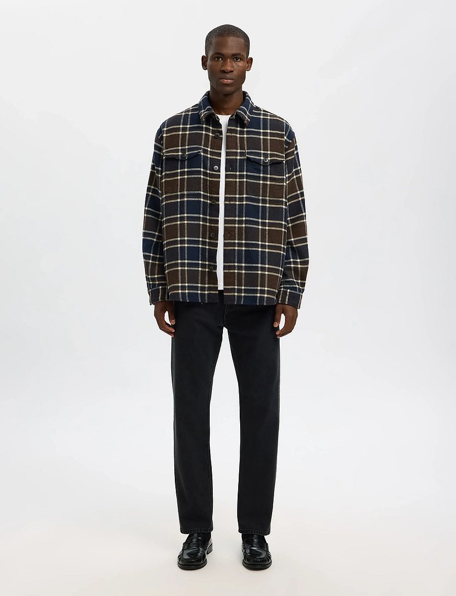 Selected - SLHRLXPABLO WOOL BLEND OVERSHIRT - Überhemden - dark brown melange - 5