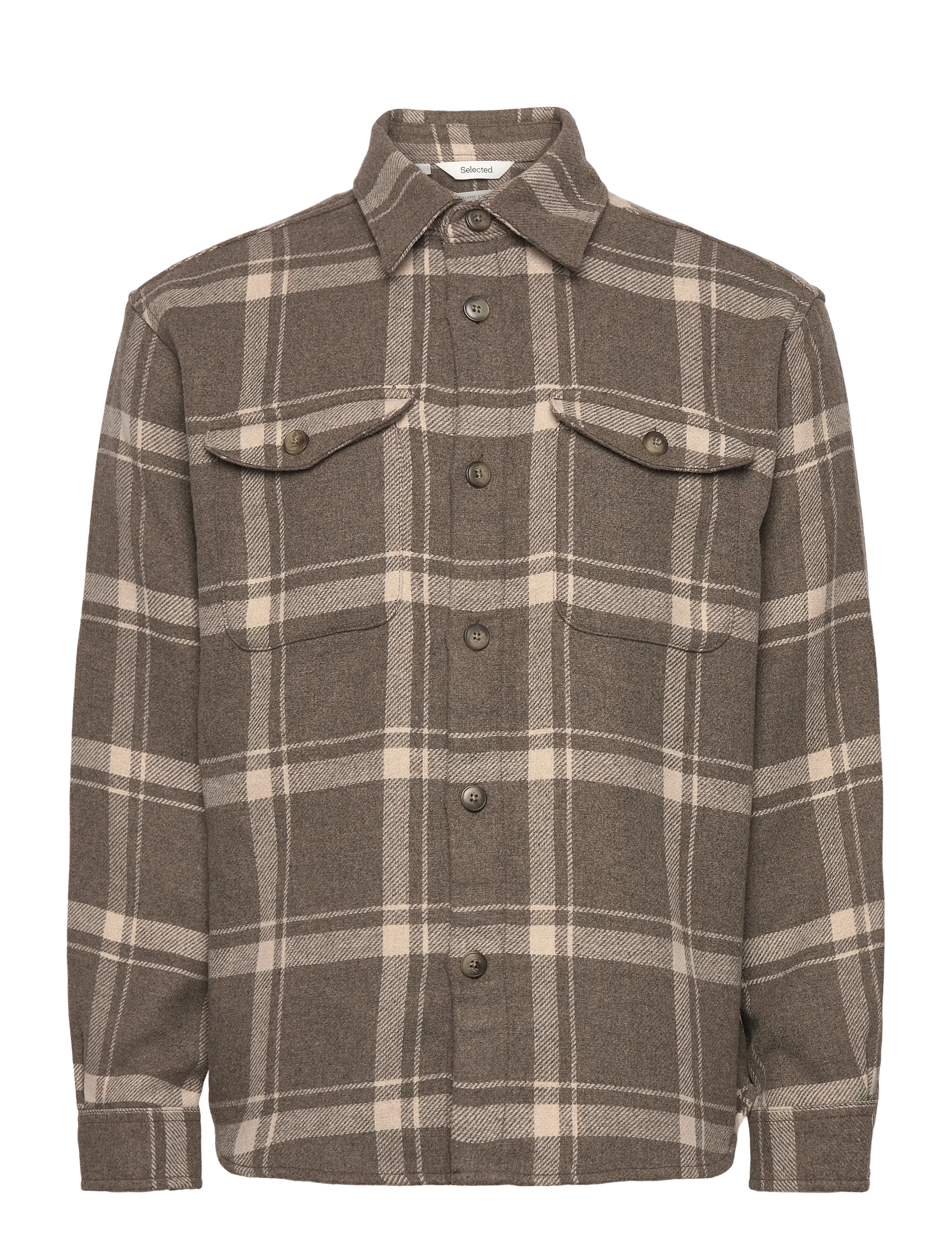 Selected Slhrlxpablo Wool Blend Overshirt, M, Shirts, Braun - Casual, Männerswear