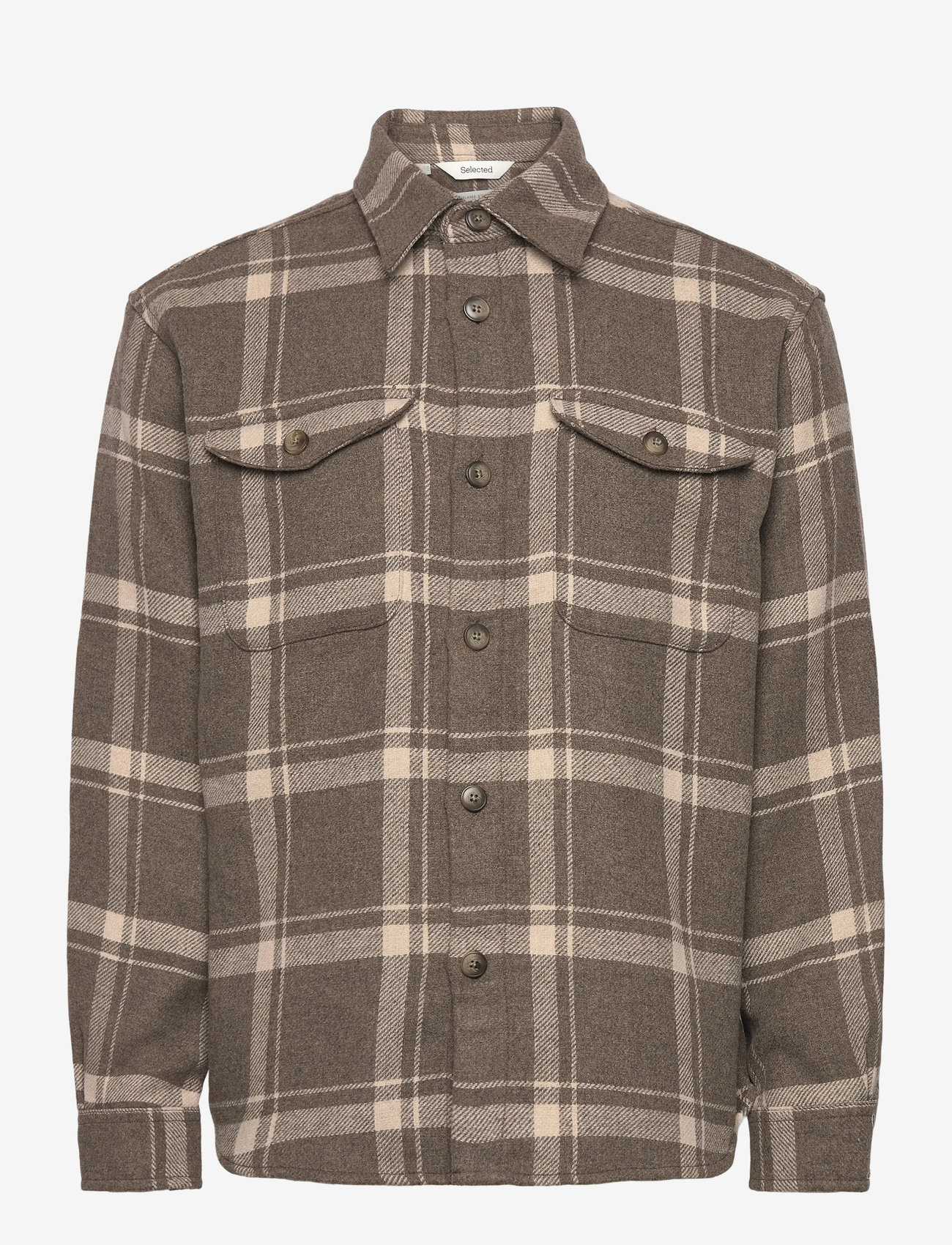Selected - SLHRLXPABLO WOOL BLEND OVERSHIRT - ternede skjorter - morel - 0