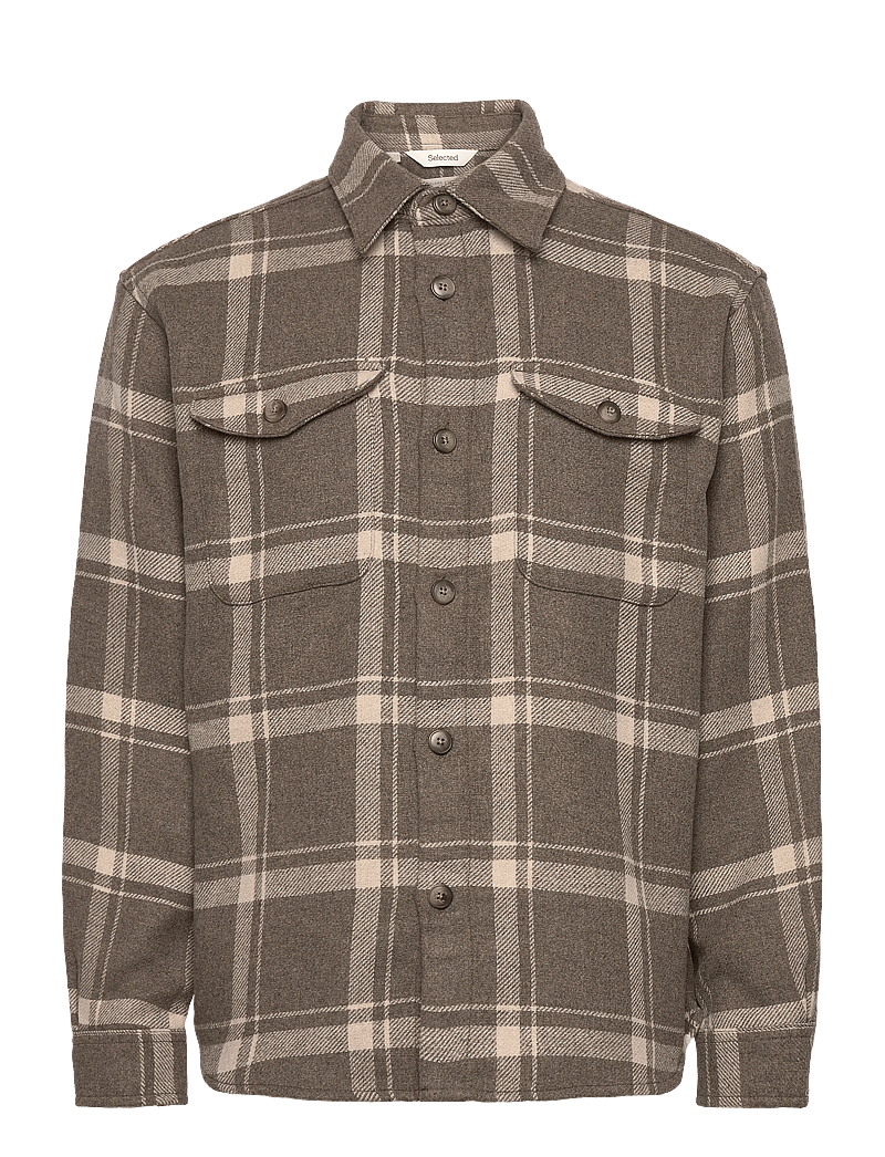 Selected - SLHRLXPABLO WOOL BLEND OVERSHIRT - ternede skjorter - morel - 0