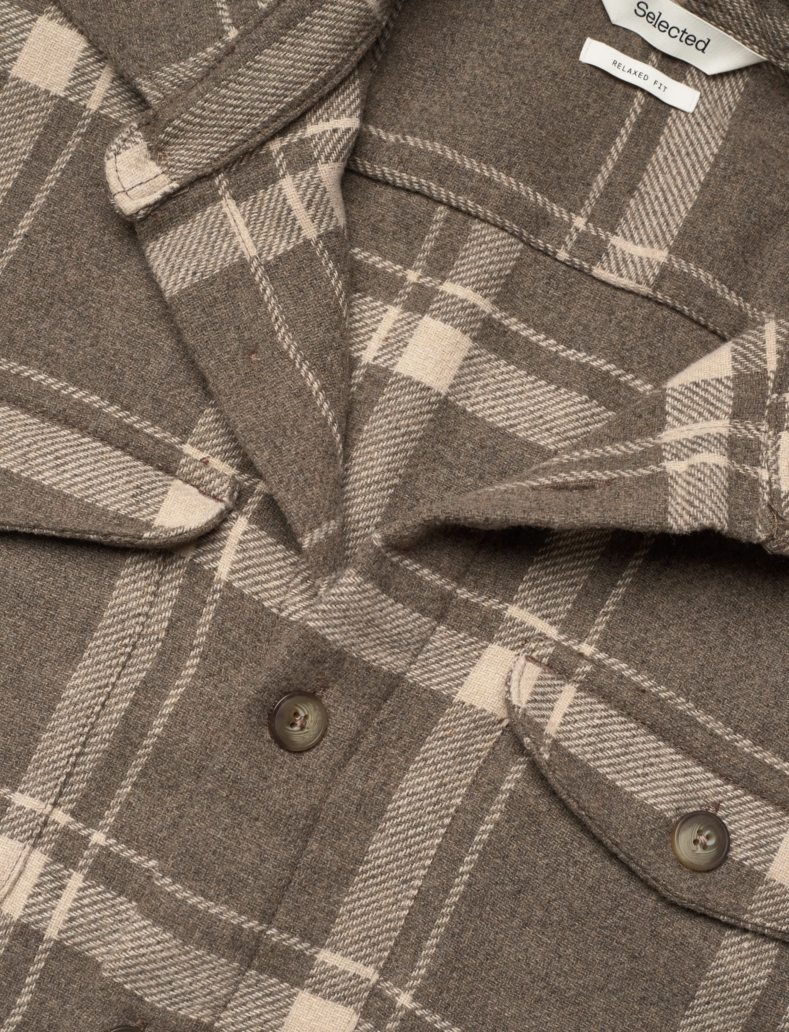 Selected - SLHRLXPABLO WOOL BLEND OVERSHIRT - ruudulised särgid - morel - 2