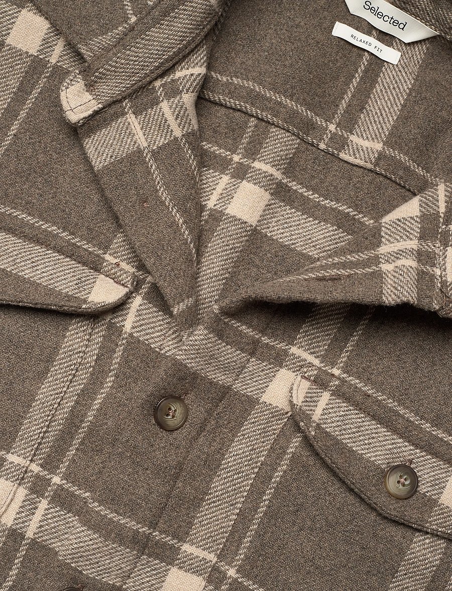 Selected - SLHRLXPABLO WOOL BLEND OVERSHIRT - chemises à carreaux - morel - 2