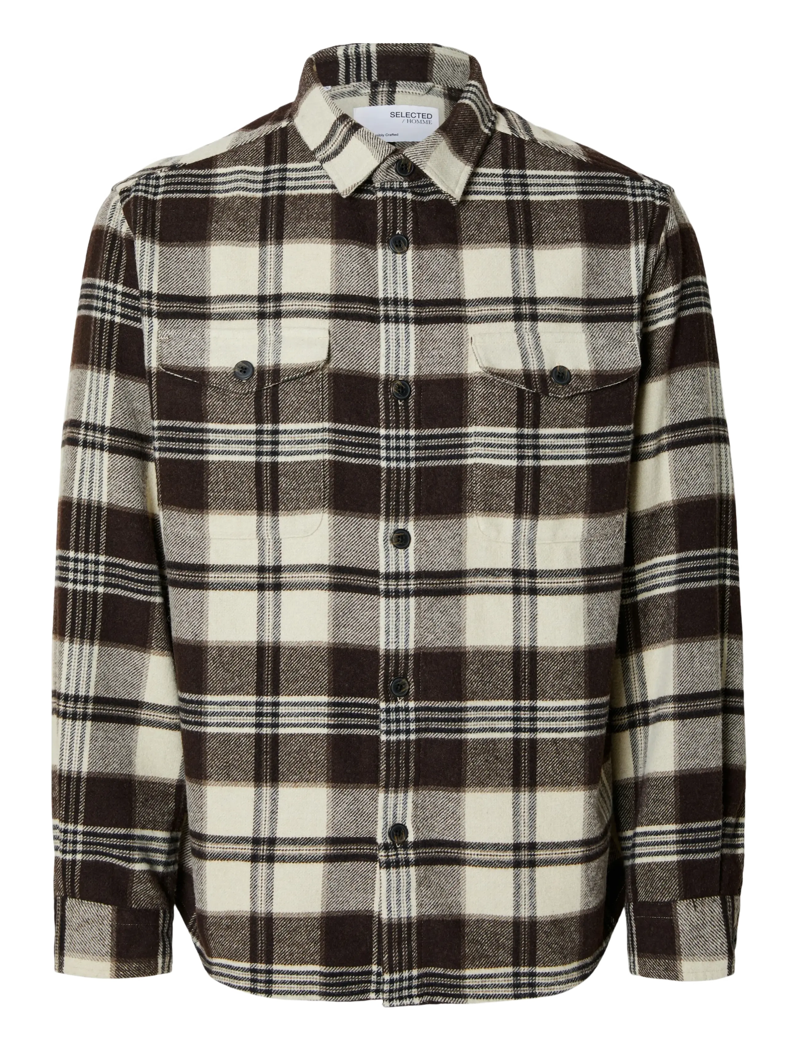 Selected SLHMASON-PABLO CHECK OVERSHIRT - Ternede skjorter - PURE CASHMERE / brown