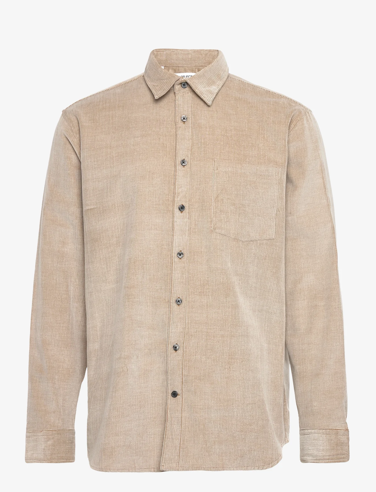 Selected Homme - SLHREGBENJAMIN CORD SHIRT LS W - corduroy shirts - breen - 0