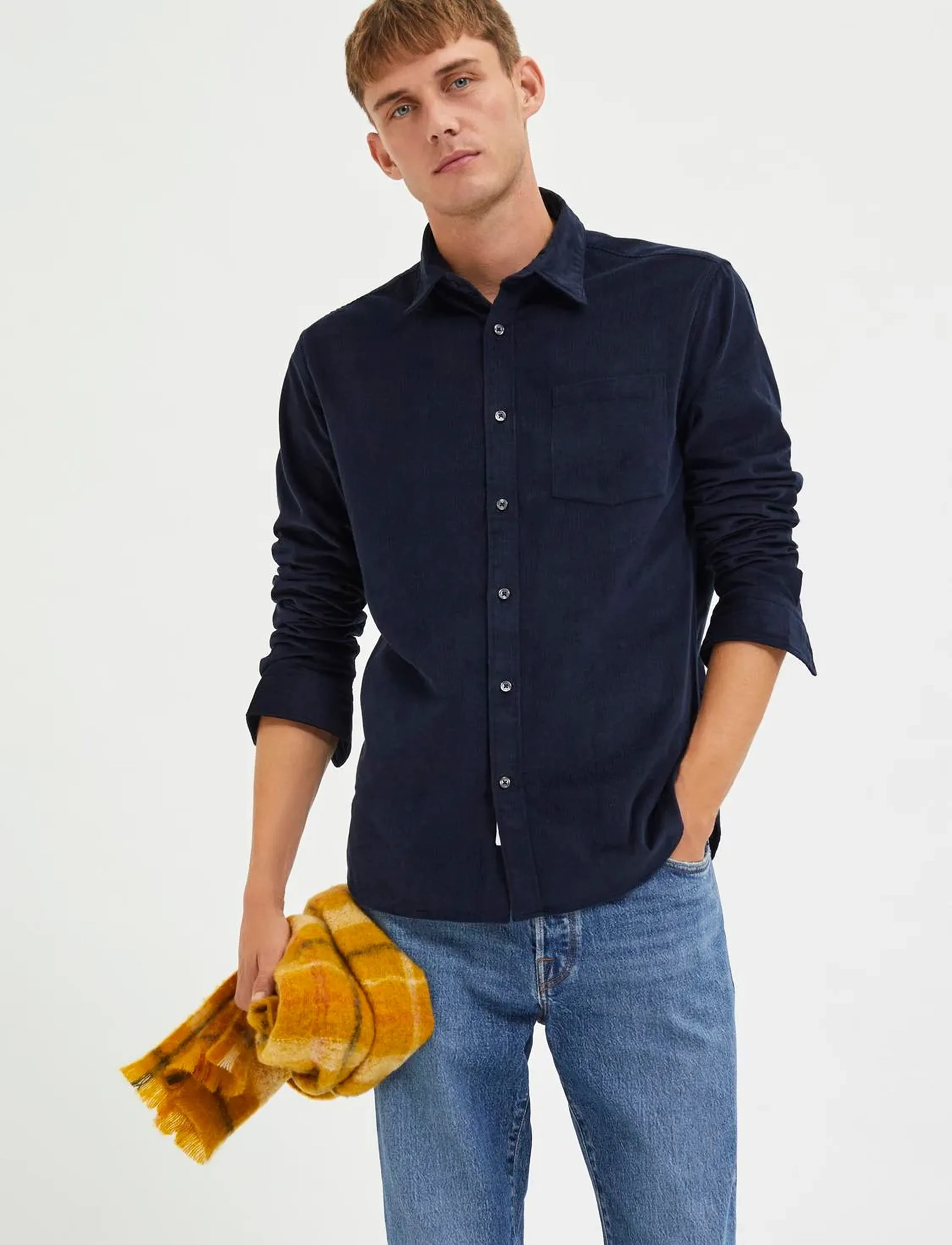 Selected - SLHREGBENJAMIN CORD SHIRT LS W - sky captain - 4