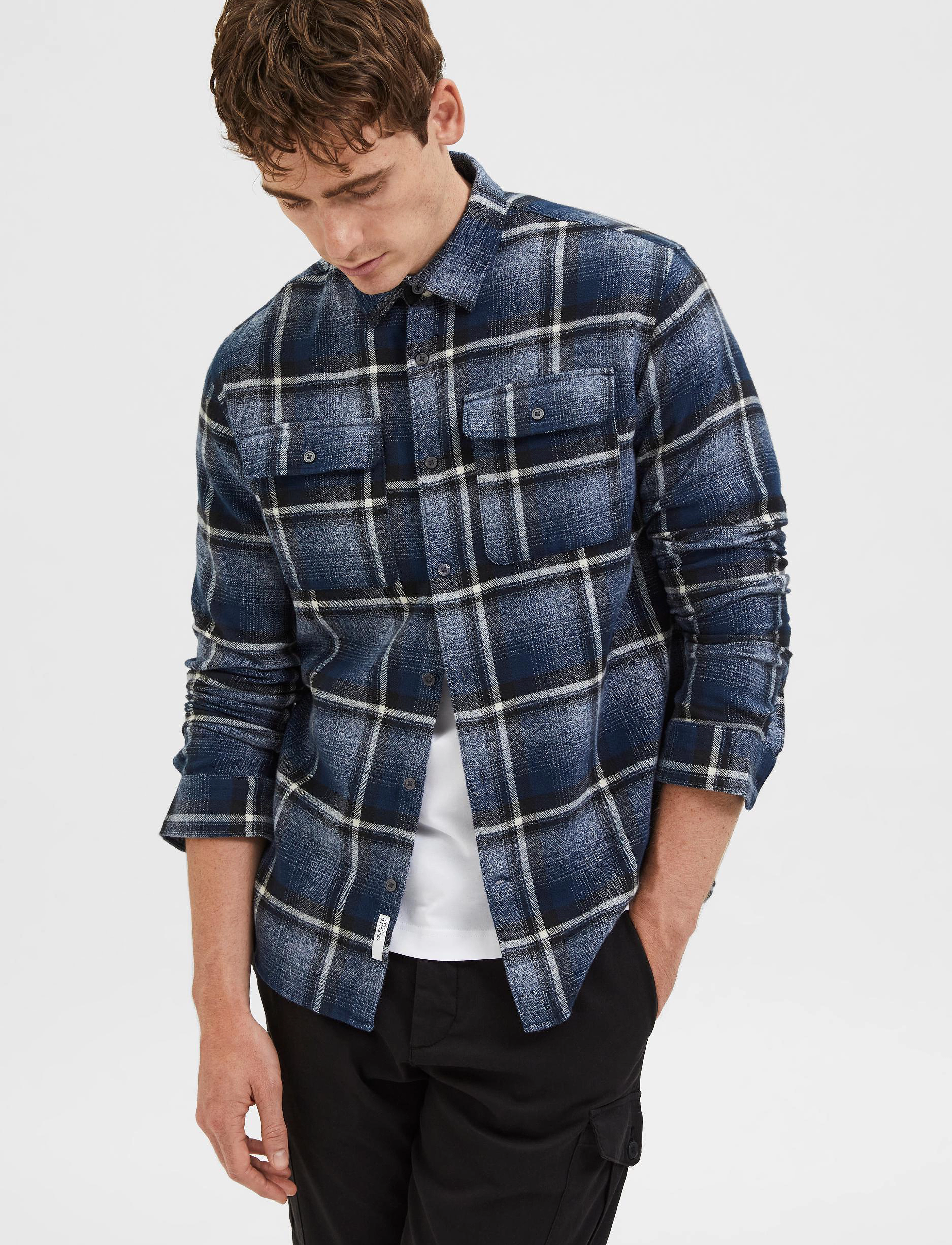 Selected Homme - SLHREGSCOT CHECK SHIRT LS W - sky captain - 1