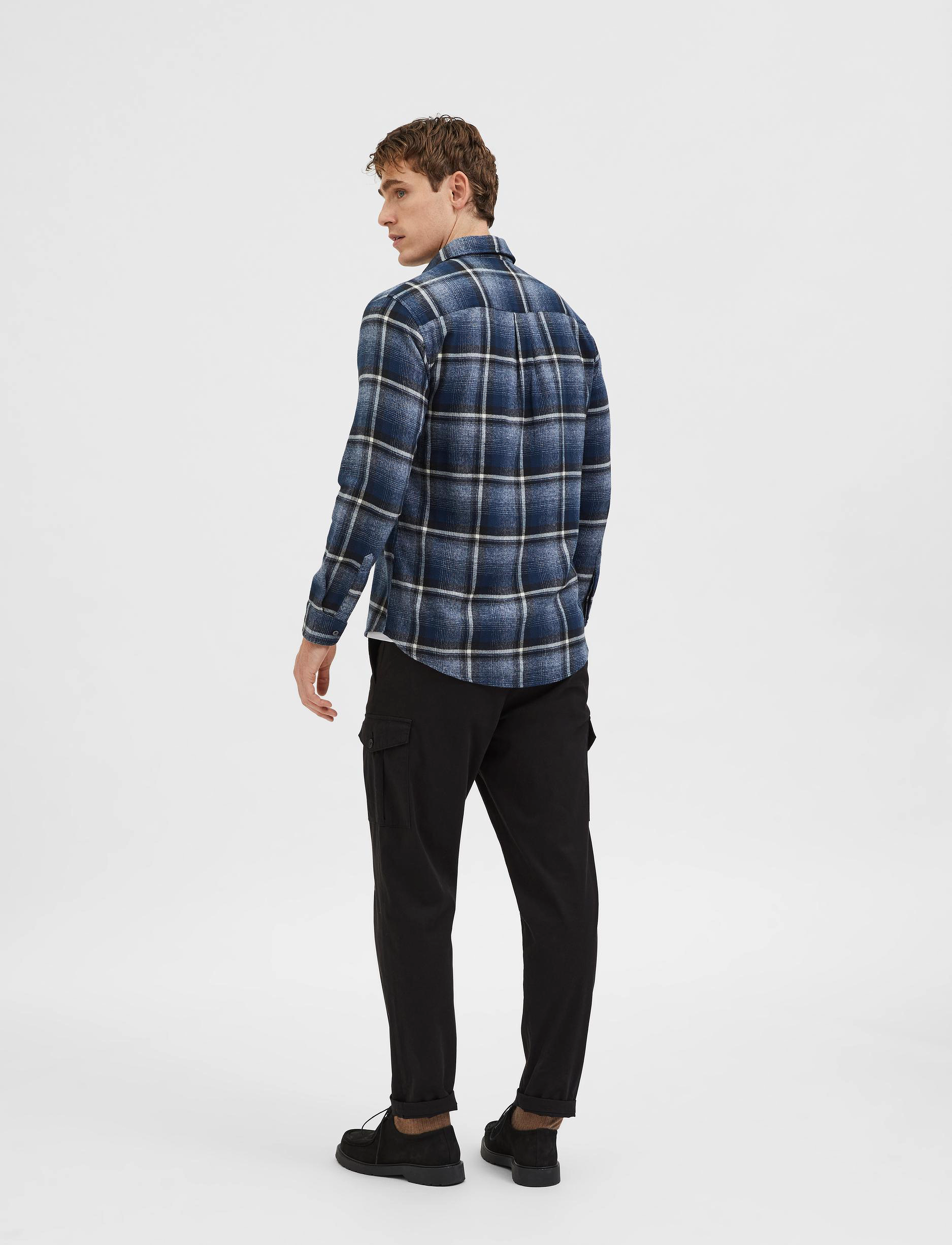 Selected Homme - SLHREGSCOT CHECK SHIRT LS W - sky captain - 2