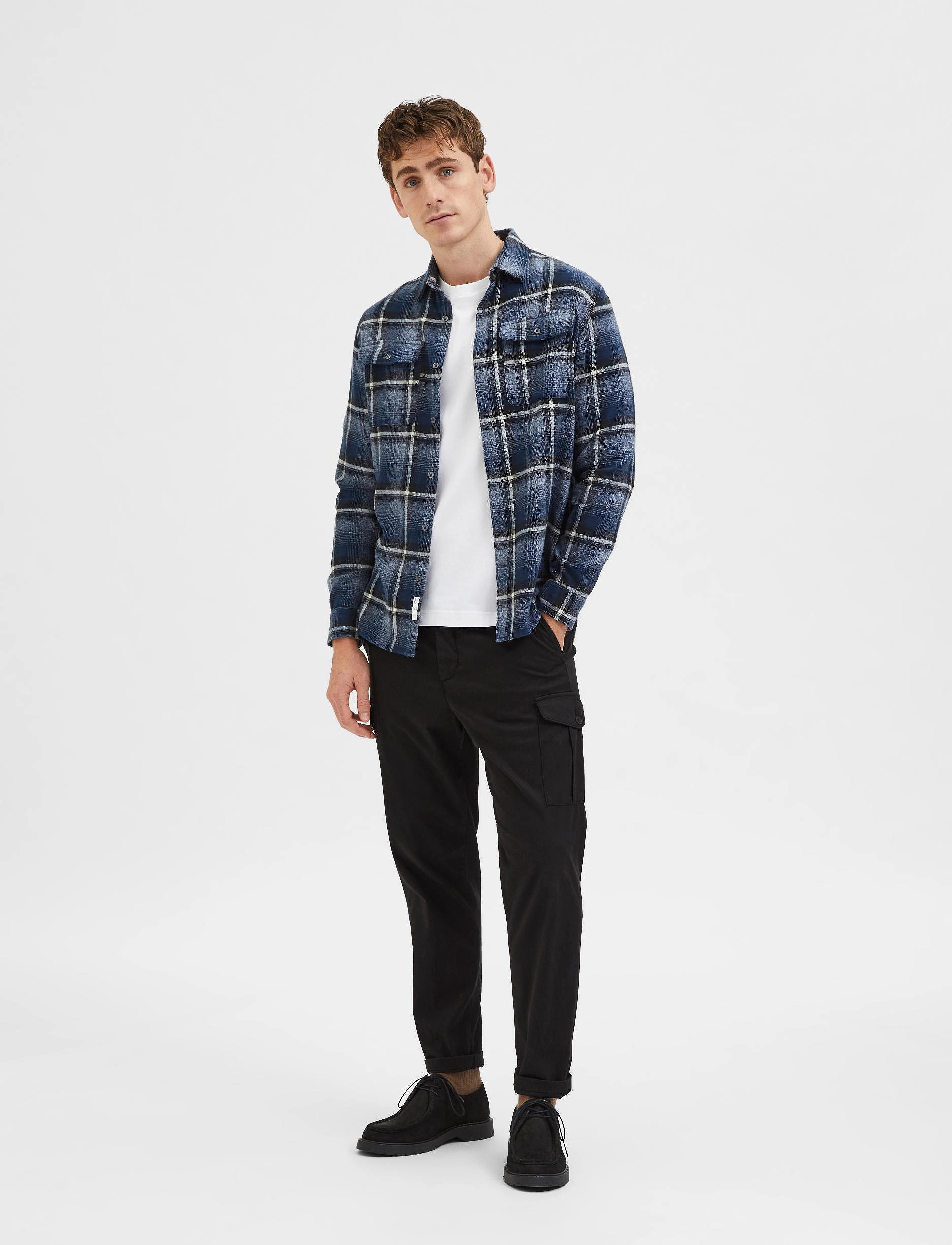 Selected Homme - SLHREGSCOT CHECK SHIRT LS W - sky captain - 3
