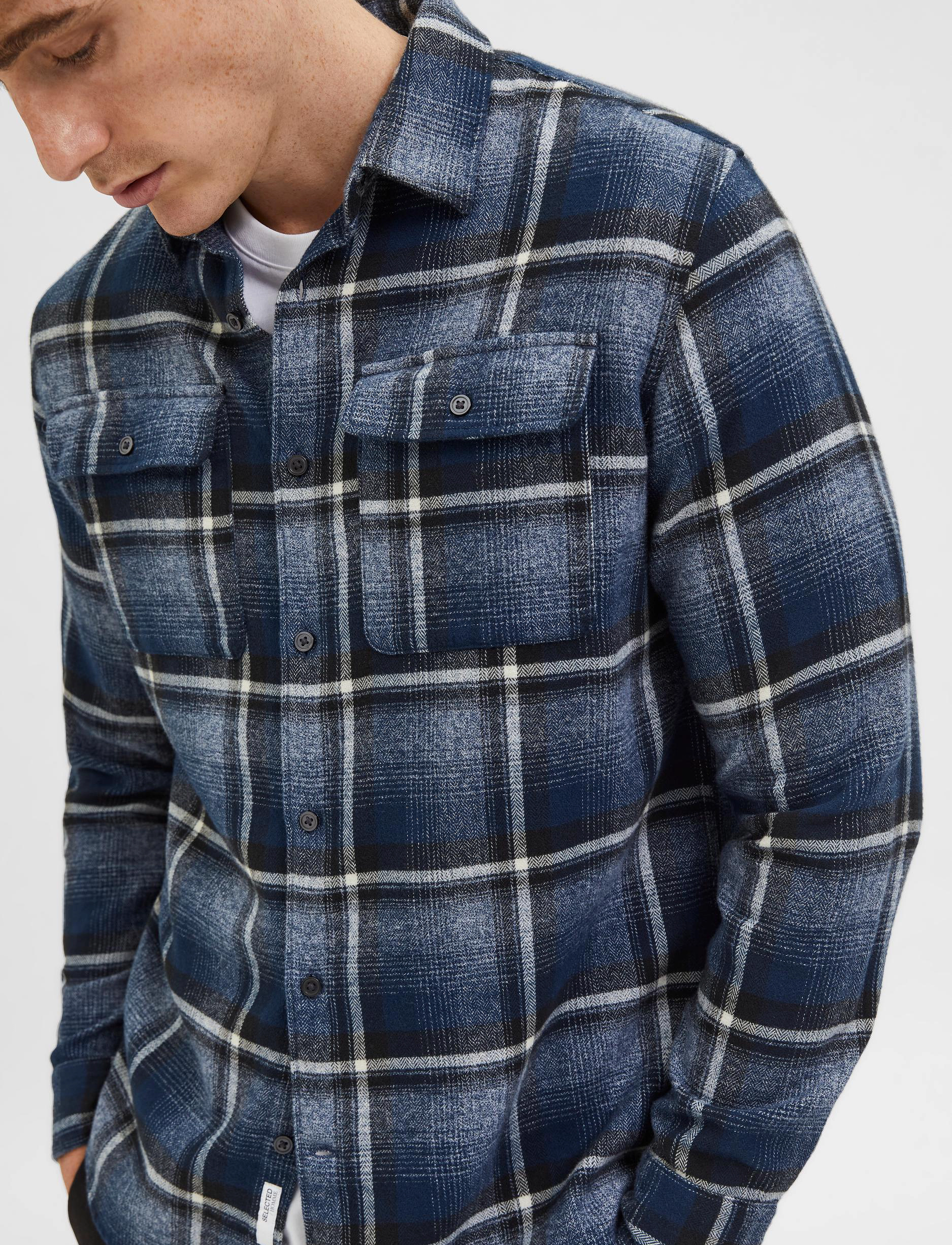 Selected Homme - SLHREGSCOT CHECK SHIRT LS W - sky captain - 4