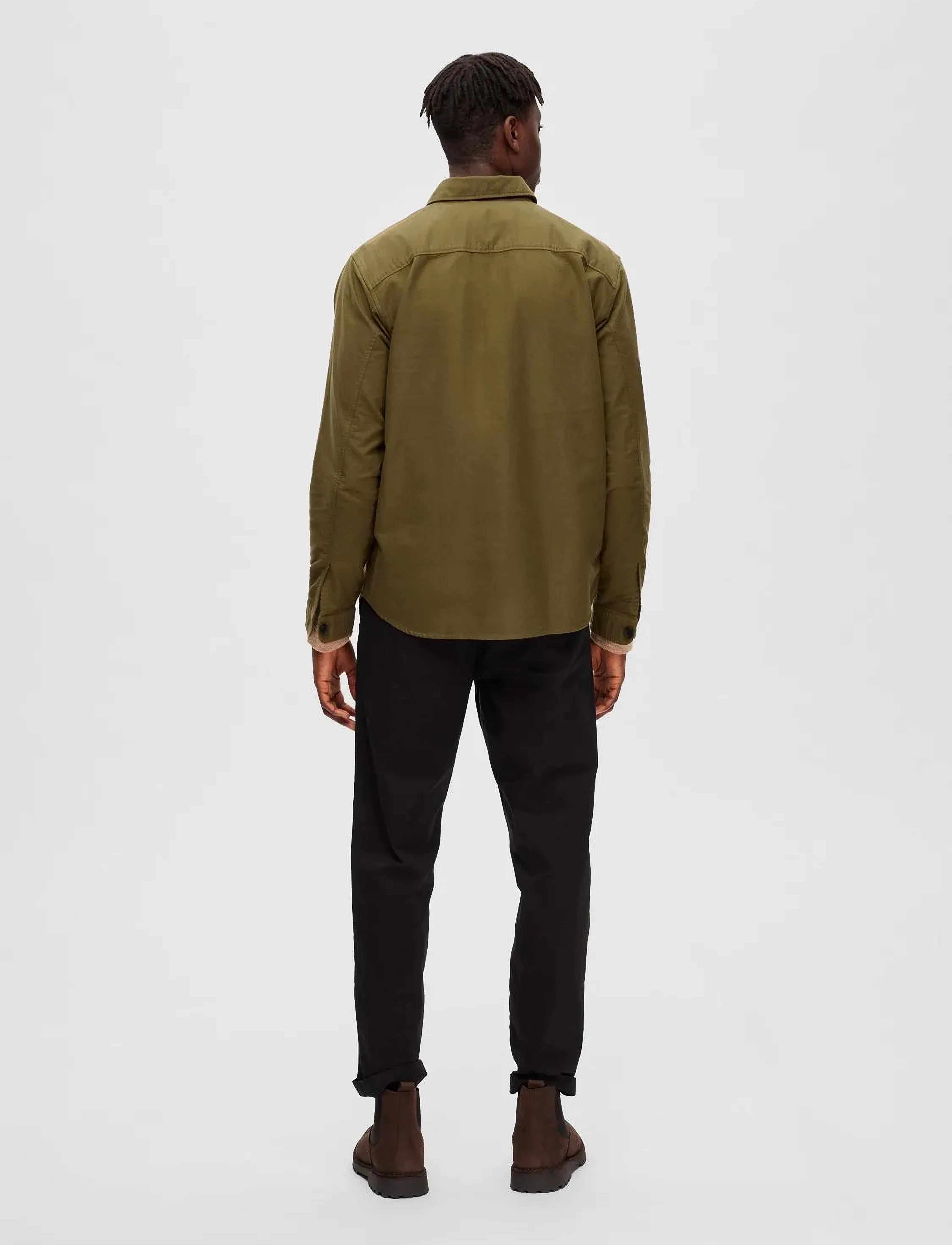 Selected - SLHLOOSEROLF LS OVERSHIRT W - herren - dark olive - 3