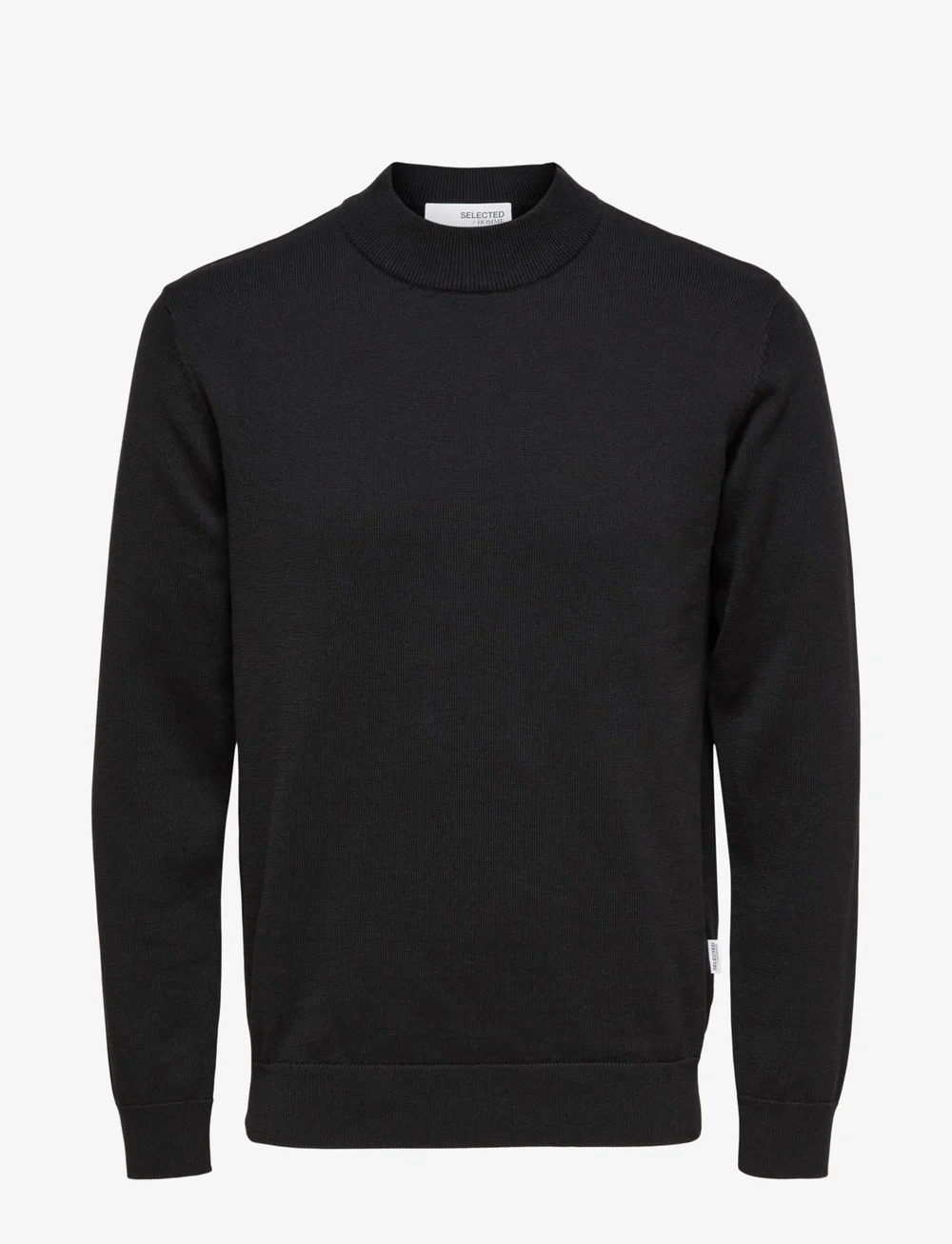 Selected - SLHROBERT LS KNIT MOCK NECK - Ümmarguse kaelusega kudumid - black - 1
