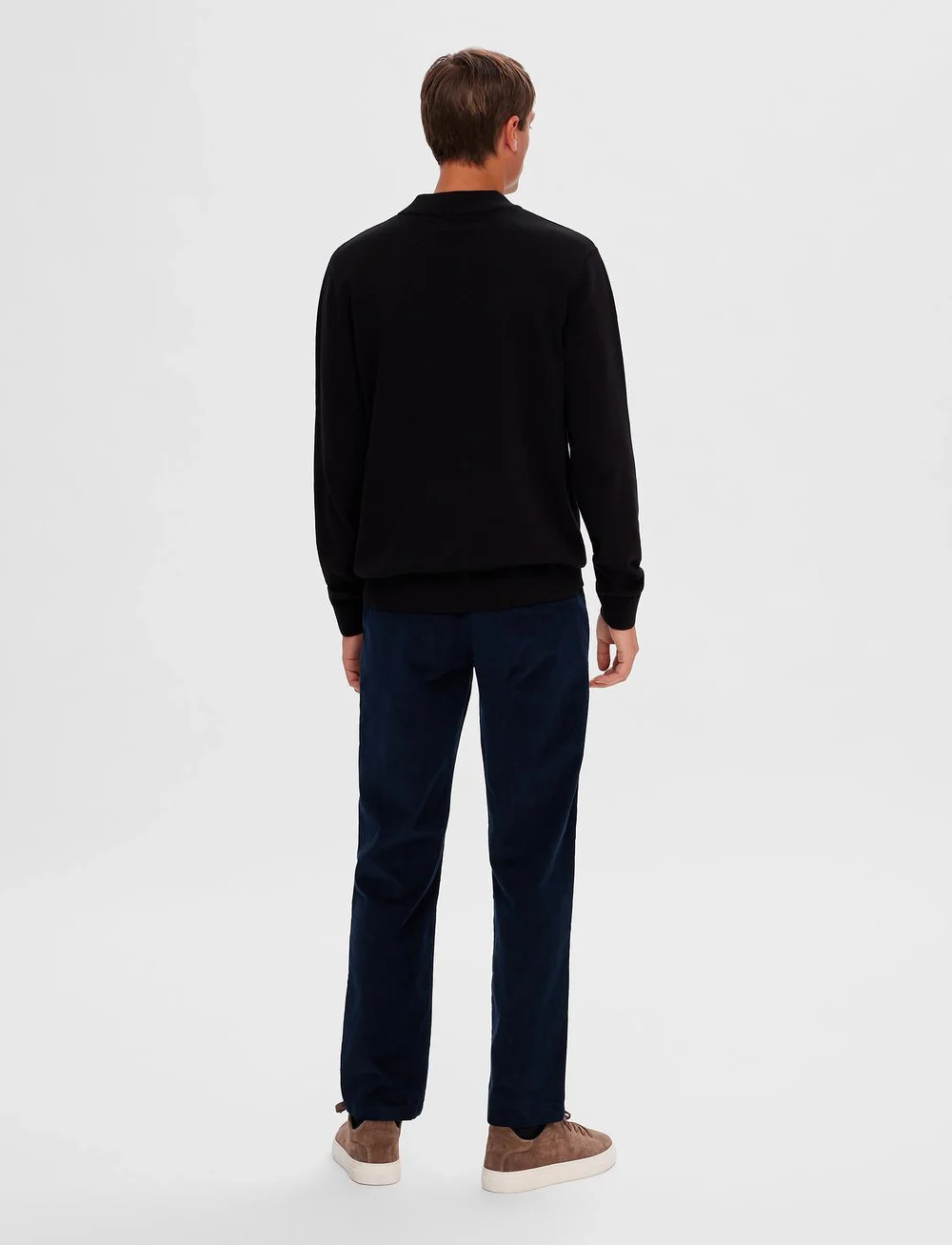 Selected - SLHROBERT LS KNIT MOCK NECK - Ümmarguse kaelusega kudumid - black - 3