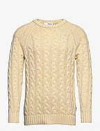 SLHBILL LS KNIT  CABLE CREW NECK W - CLOUD CREAM