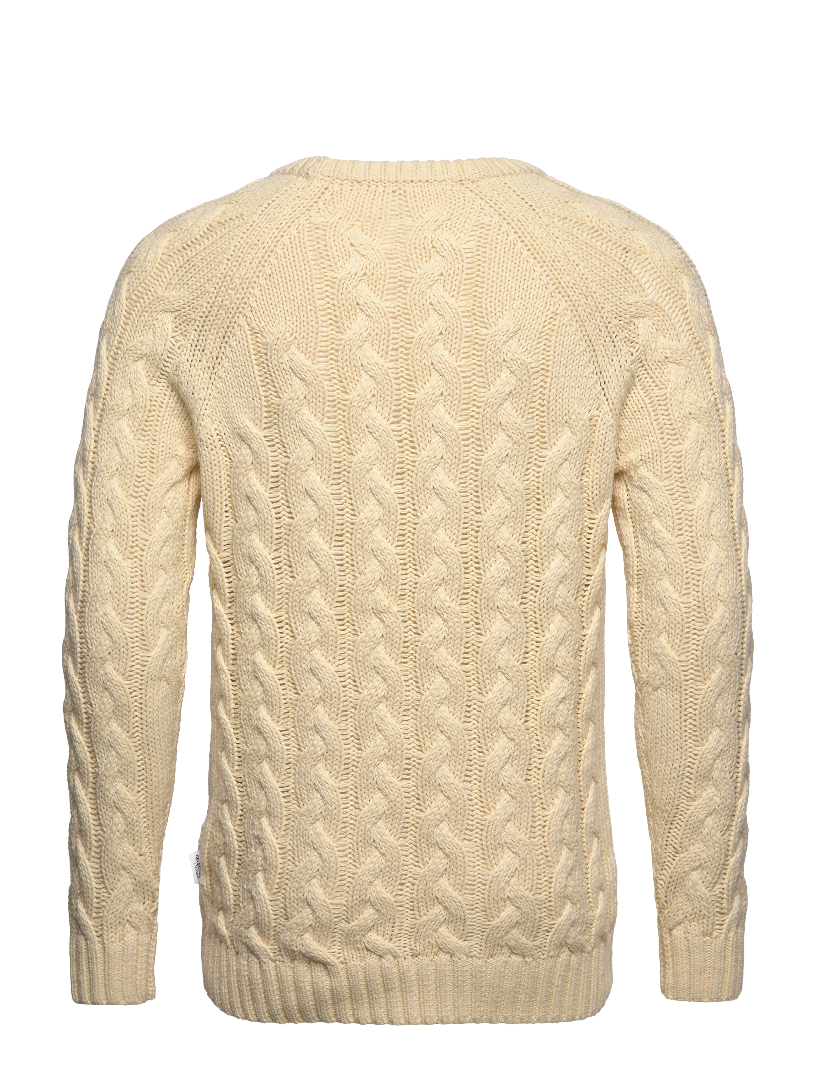 Selected Homme - SLHBILL LS KNIT  CABLE CREW NECK W - cloud cream - 1
