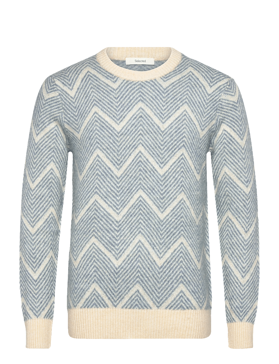 Selected - SLHRAI LS KNIT CREW NECK NOOS - rundhals - blue mirage - 0