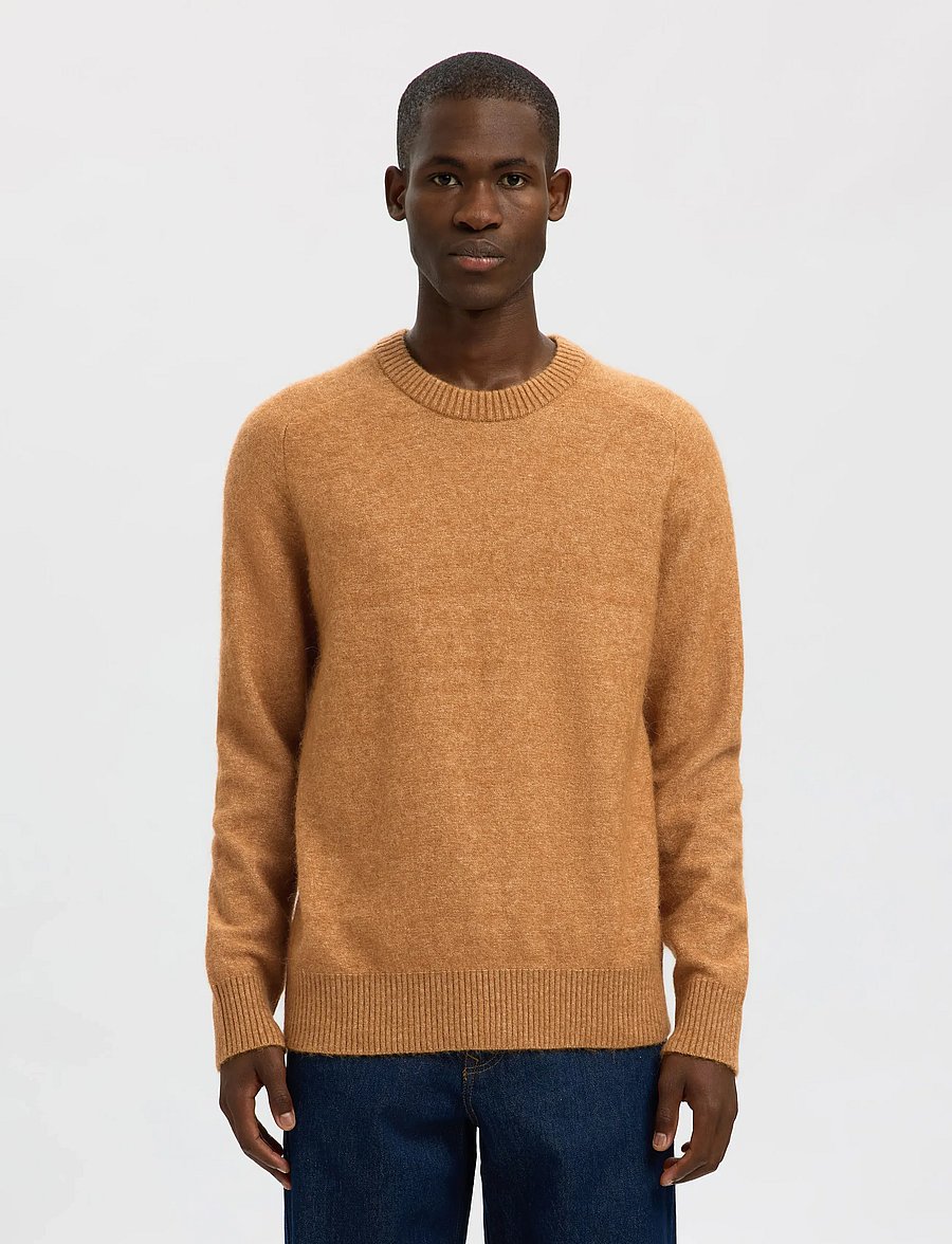 Selected - SLHRAI LS KNIT CREW NECK NOOS - round necks - chipmunk - 0