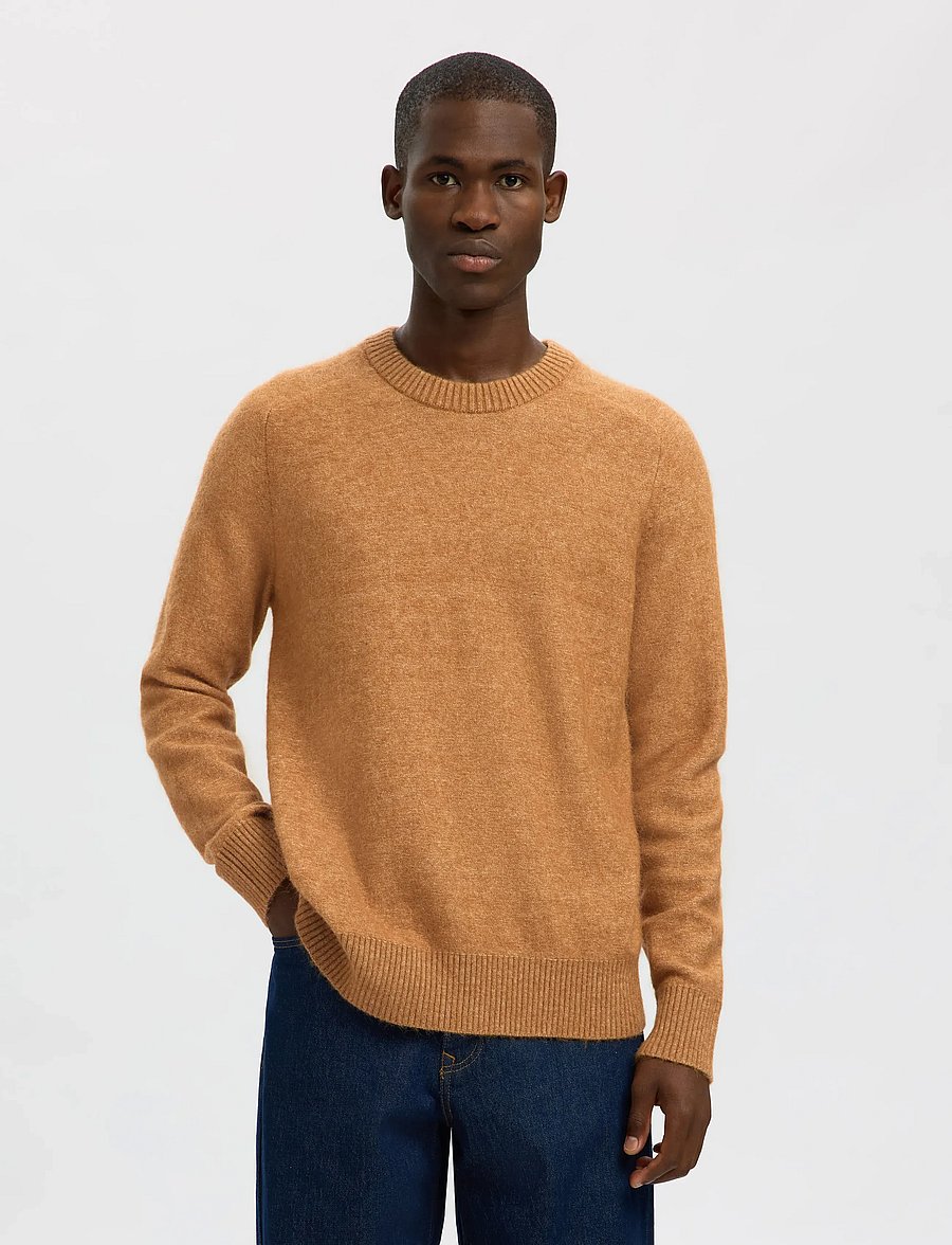 Selected - SLHRAI LS KNIT CREW NECK NOOS - round necks - chipmunk - 4