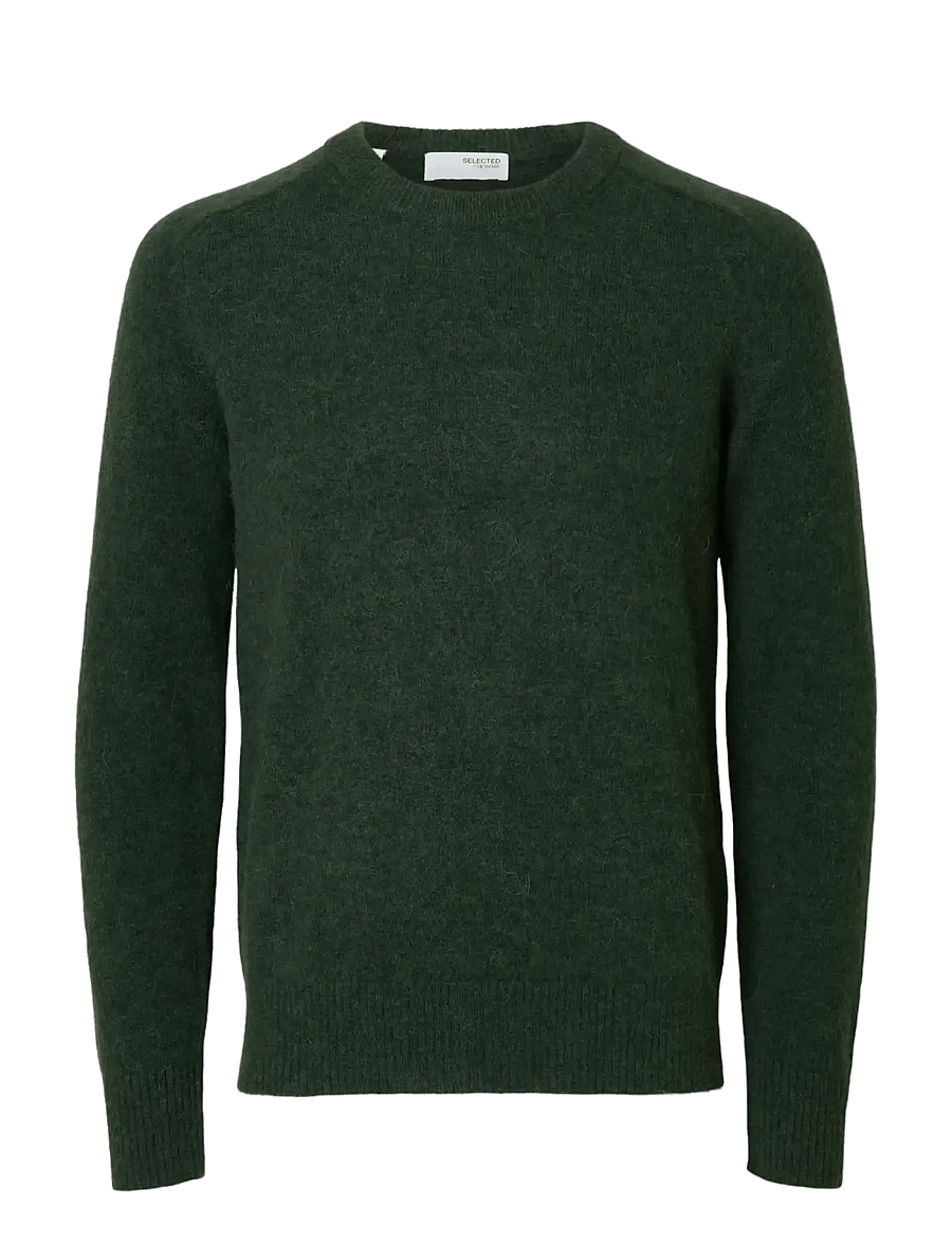 Selected - SLHRAI LS KNIT CREW NECK NOOS - Ümara kaelusega - deep forest - 1